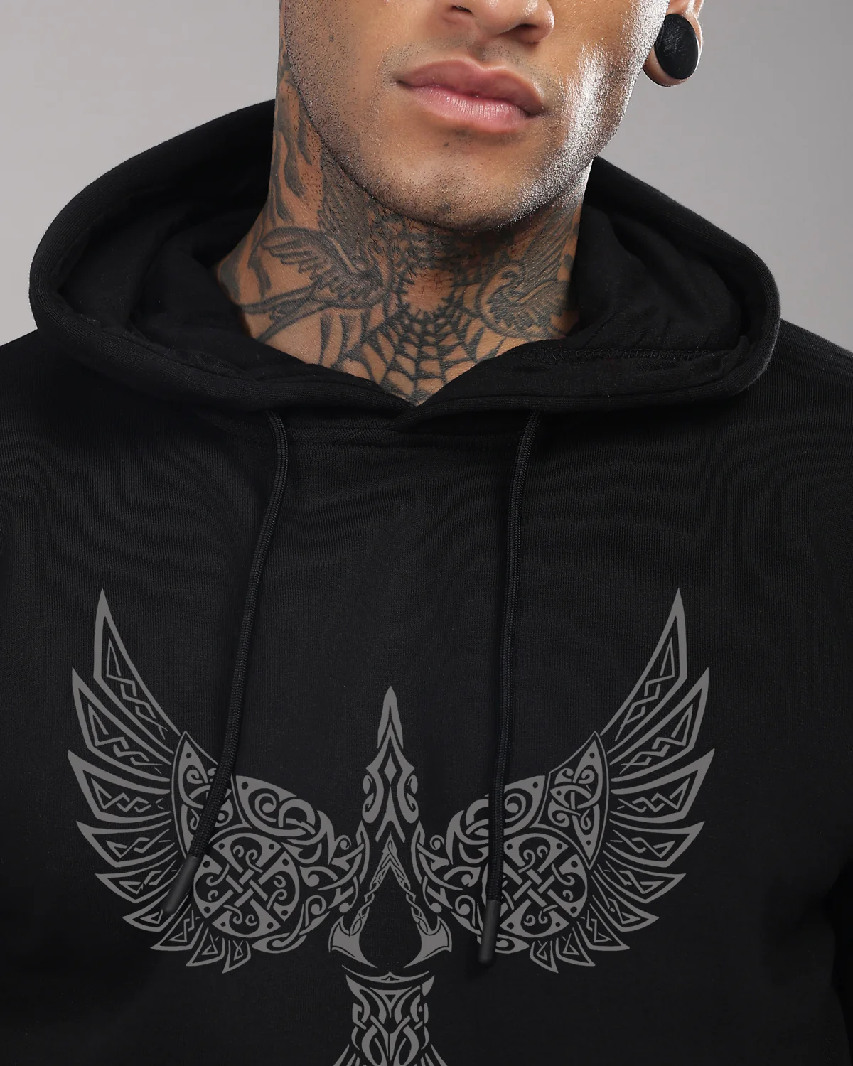 Men Black Printed Hoodie - Image 3