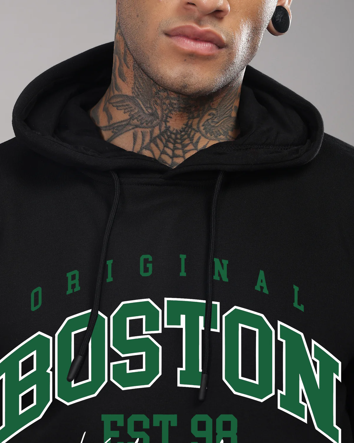 Men Black Printed Hoodie - Image 2