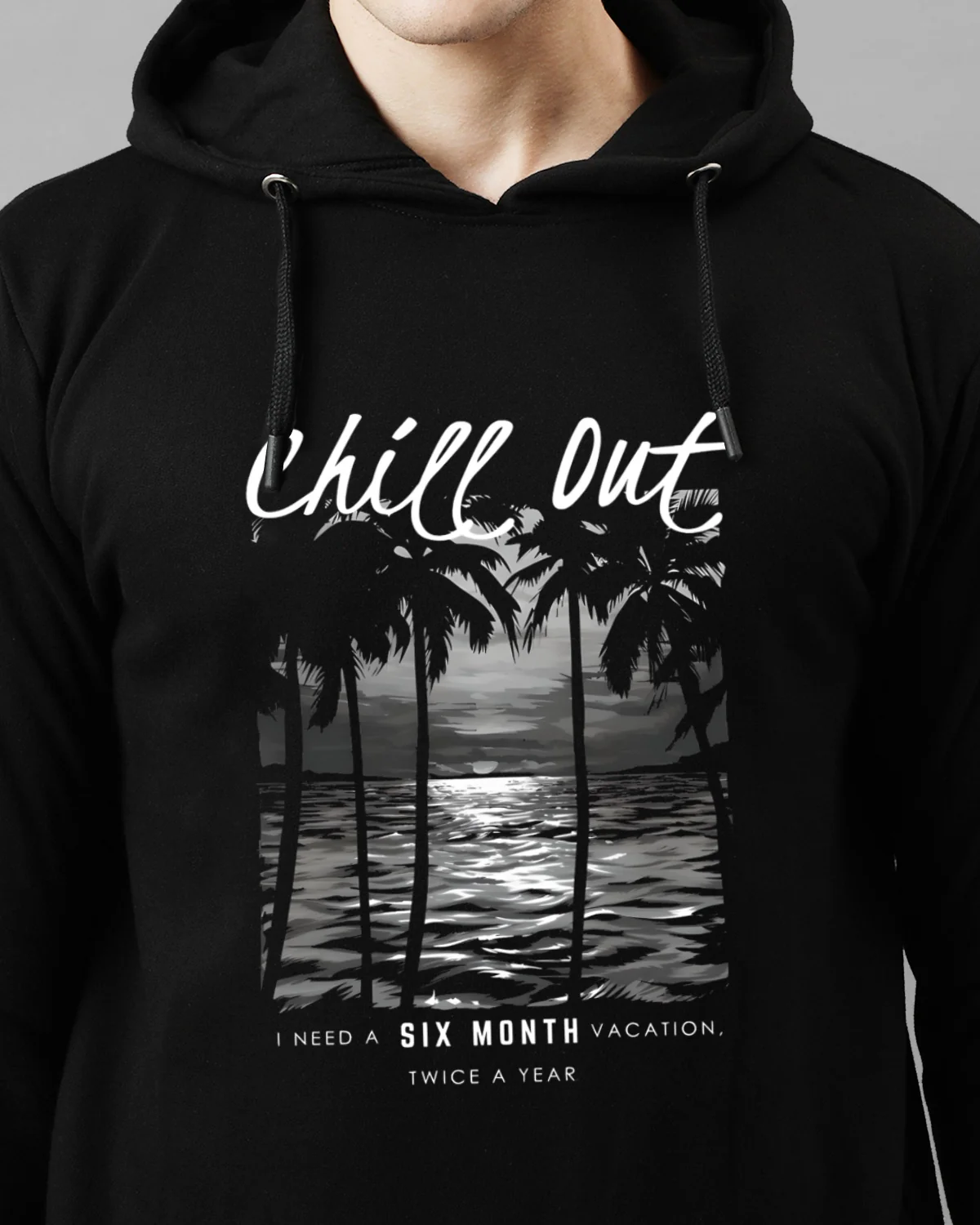 Men Black Printed Hoodie - Image 2