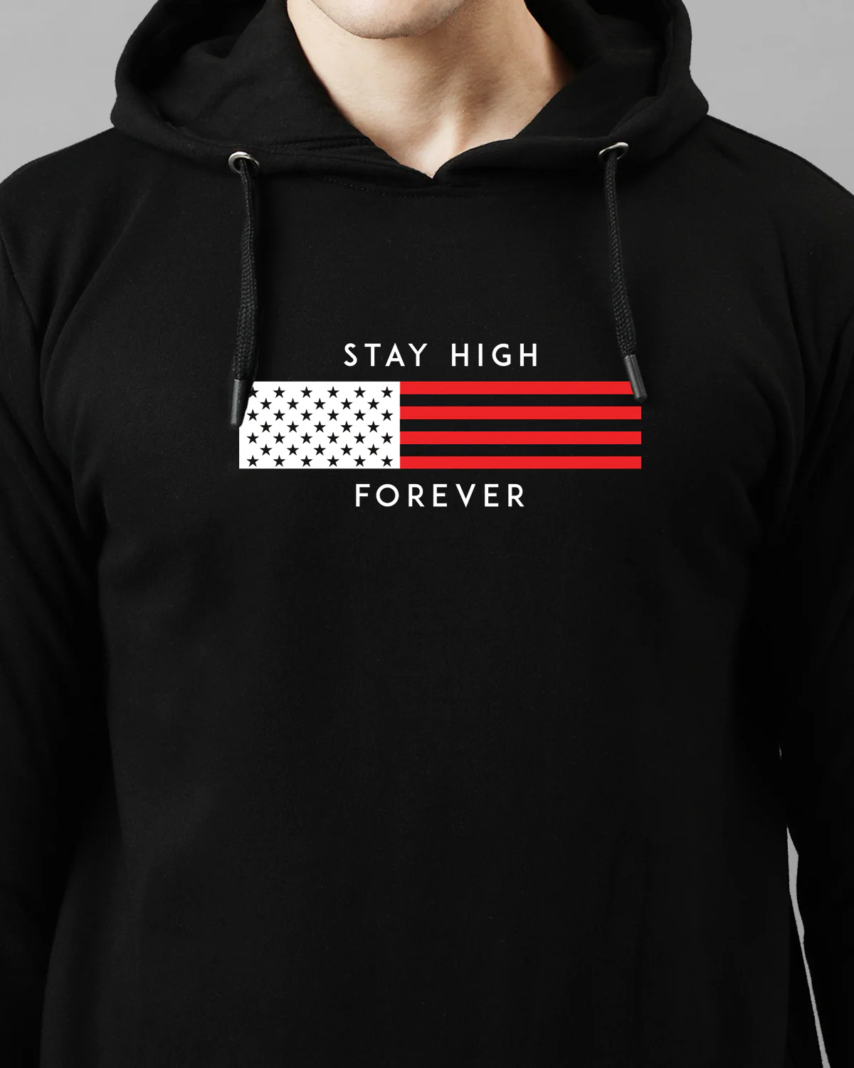 Men Black Printed Hoodie - Image 3