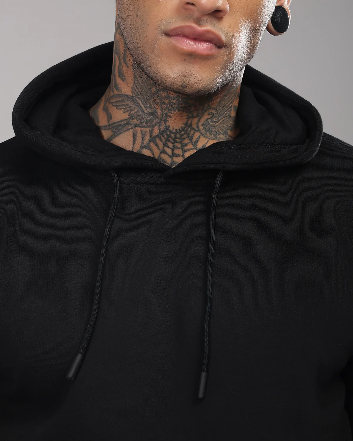 Men Black Cotton Fleece Hoodie - Image 5