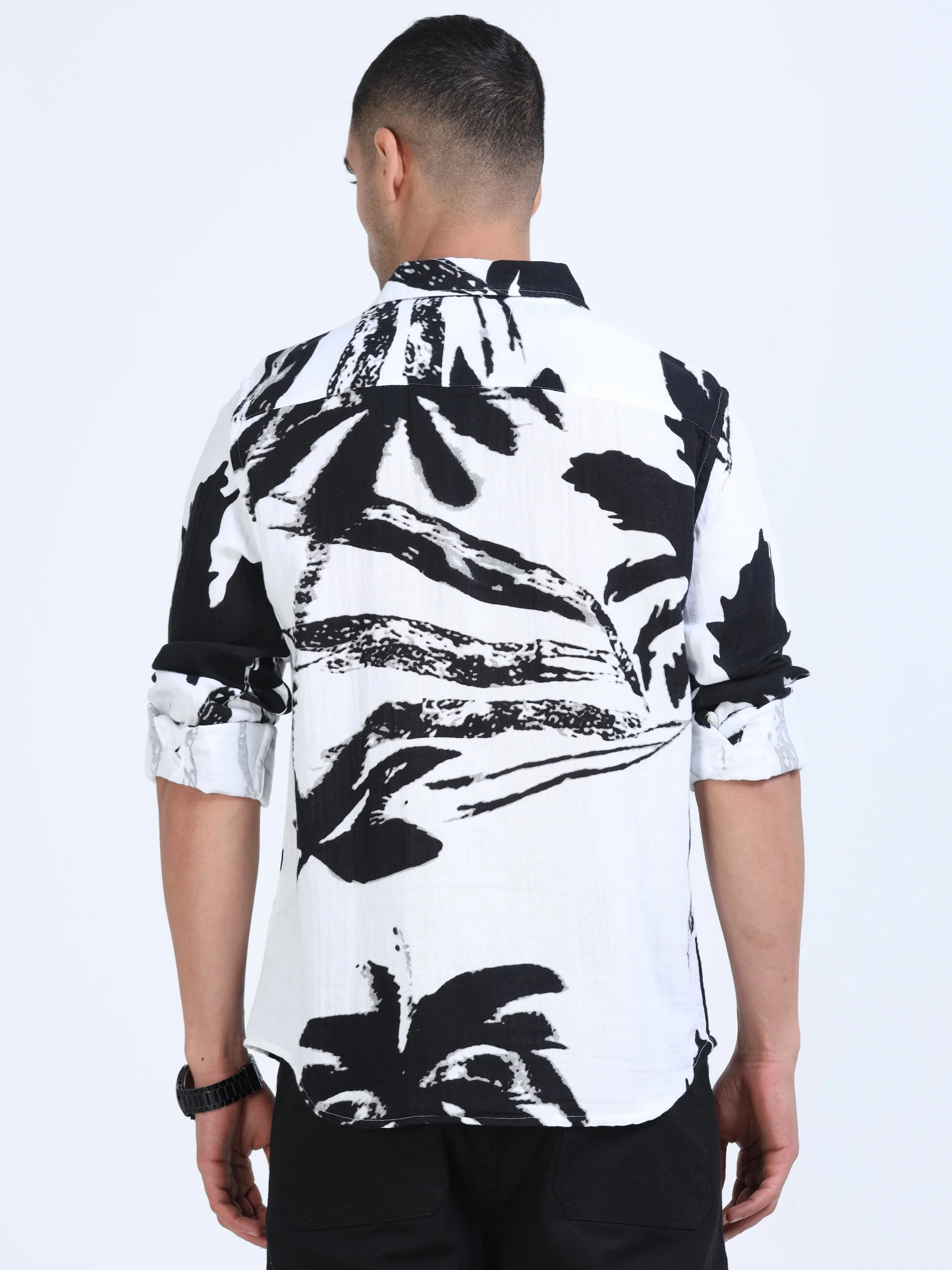 Men Black Printed Resort Shirt - Image 3