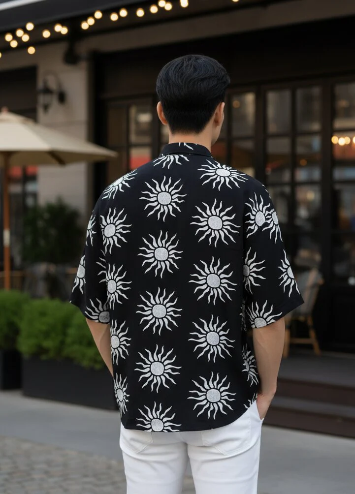 Men Black Printed Shirt - Image 2
