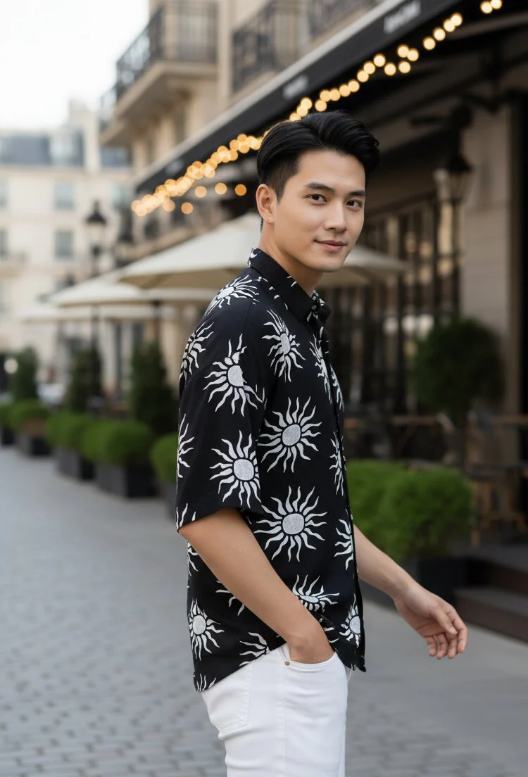 Men Black Printed Shirt - Image 3