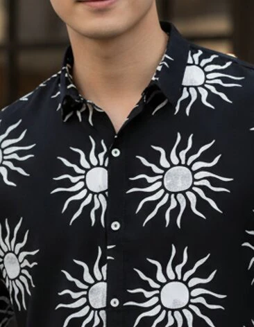 Men Black Printed Shirt - Image 4
