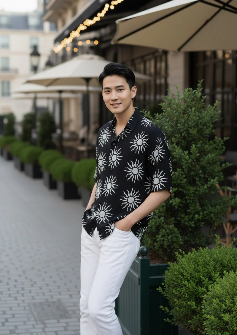 Men Black Printed Shirt - Image 5