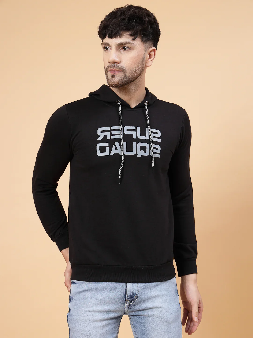Men Black Printed Sweatshirt - Image 3