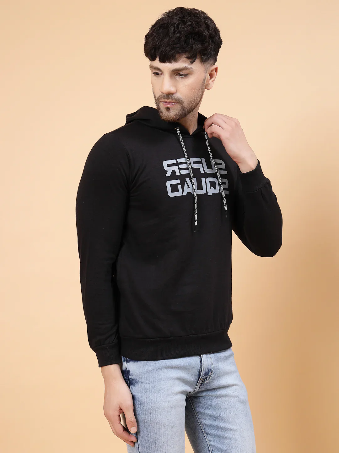 Men Black Printed Sweatshirt - Image 4