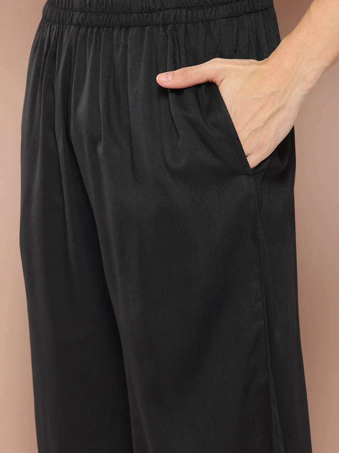 Men Black Rayon Solid Pathani Sets - Image 3