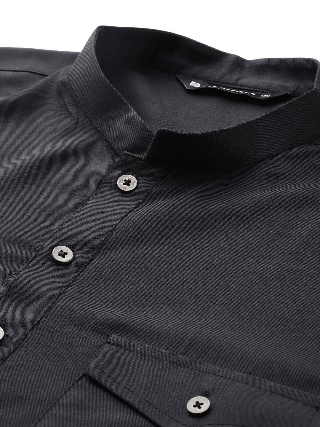 Men Black Rayon Solid Pathani Sets - Image 4