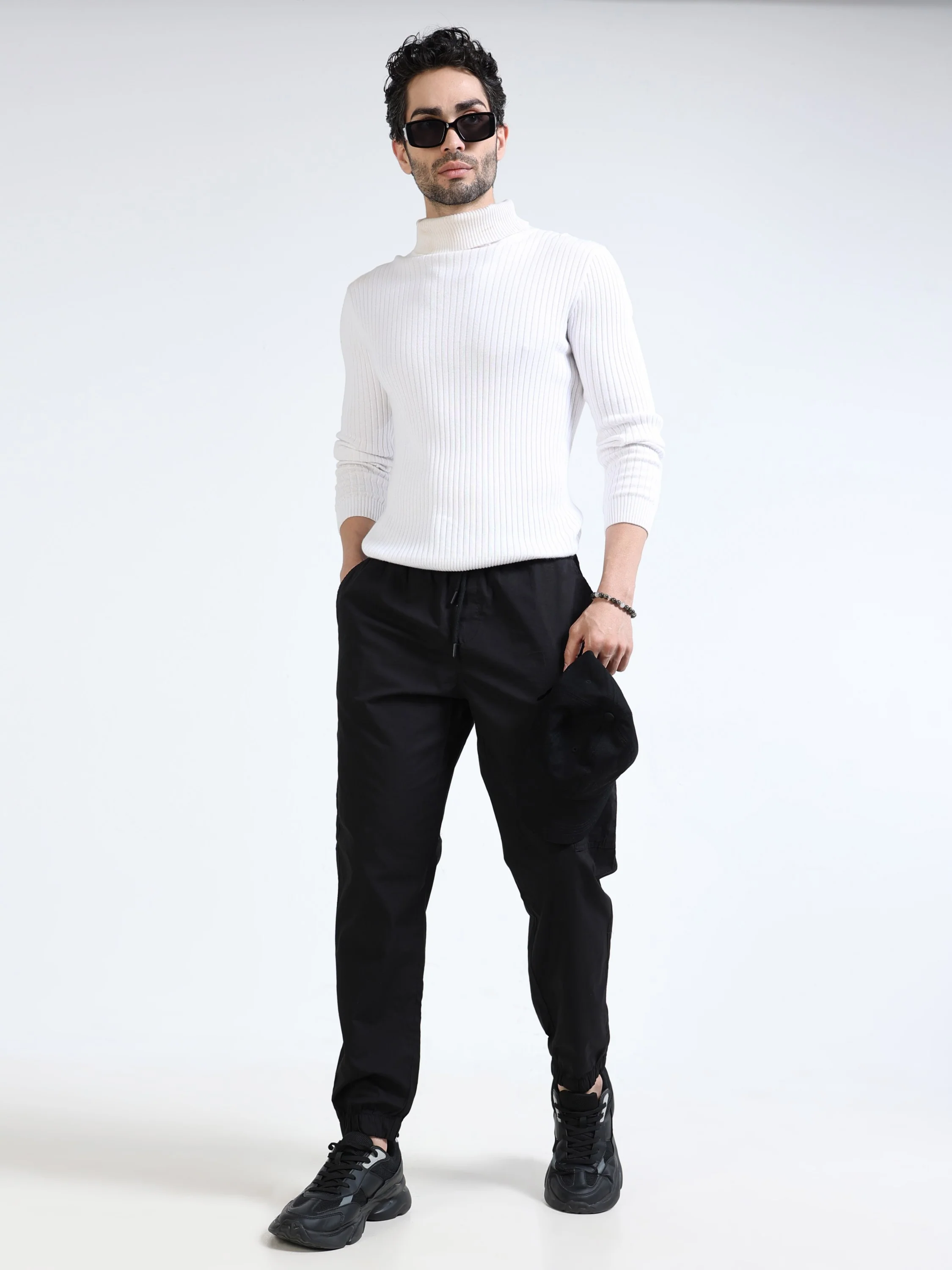 Men Black Cargo Jogger Pants - Image 2