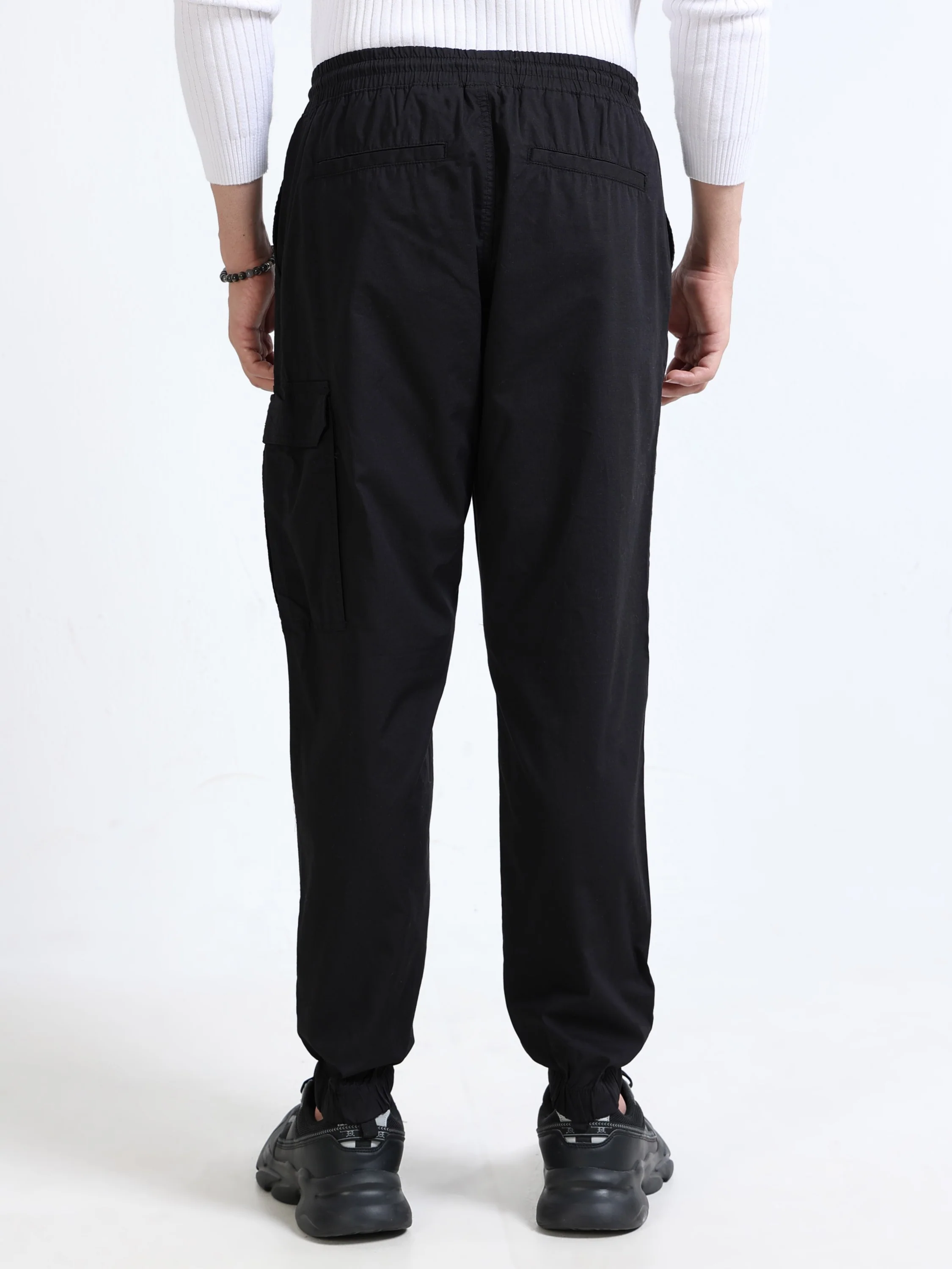 Men Black Cargo Jogger Pants - Image 3