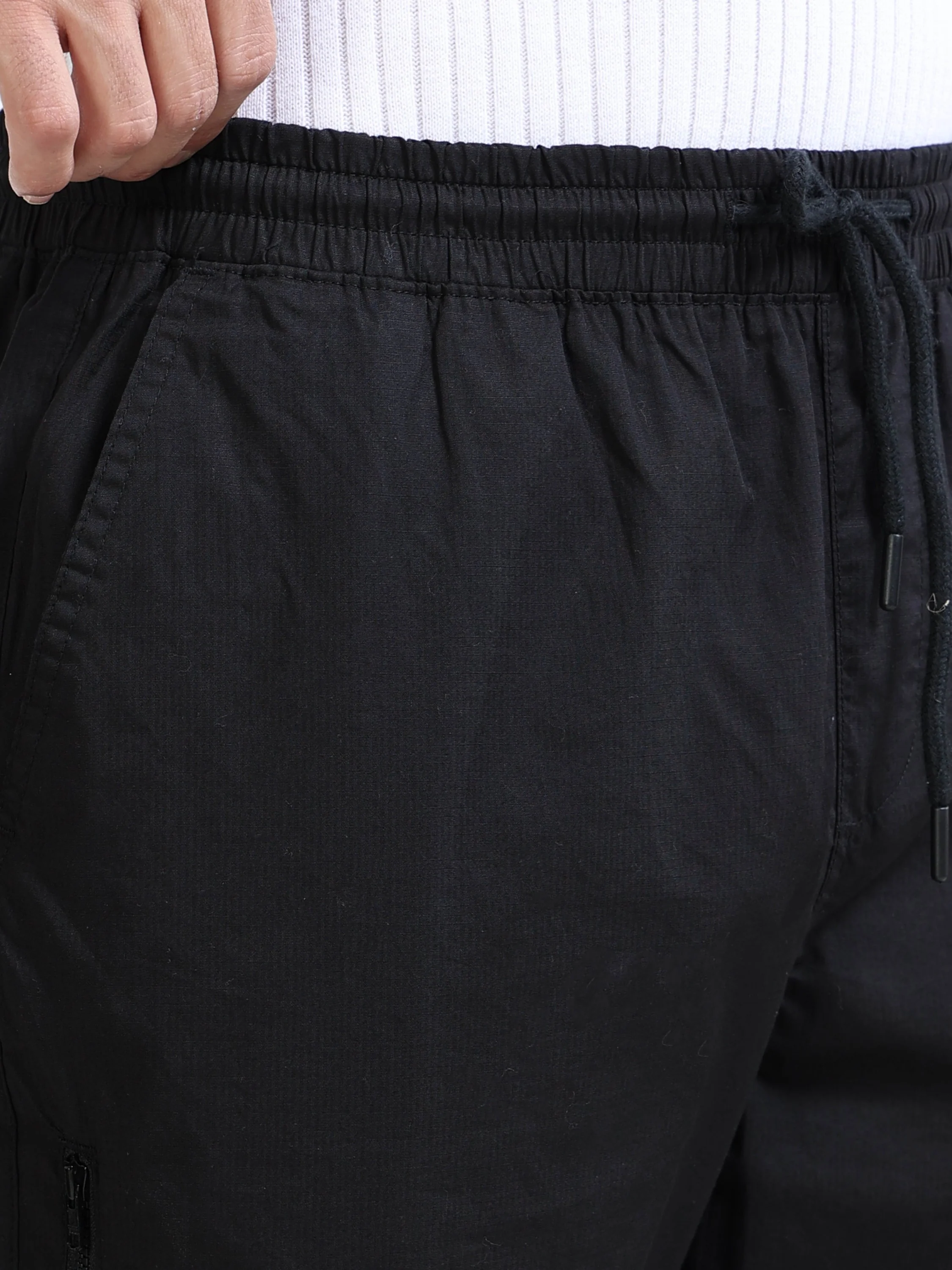 Men Black Cargo Jogger Pants - Image 4