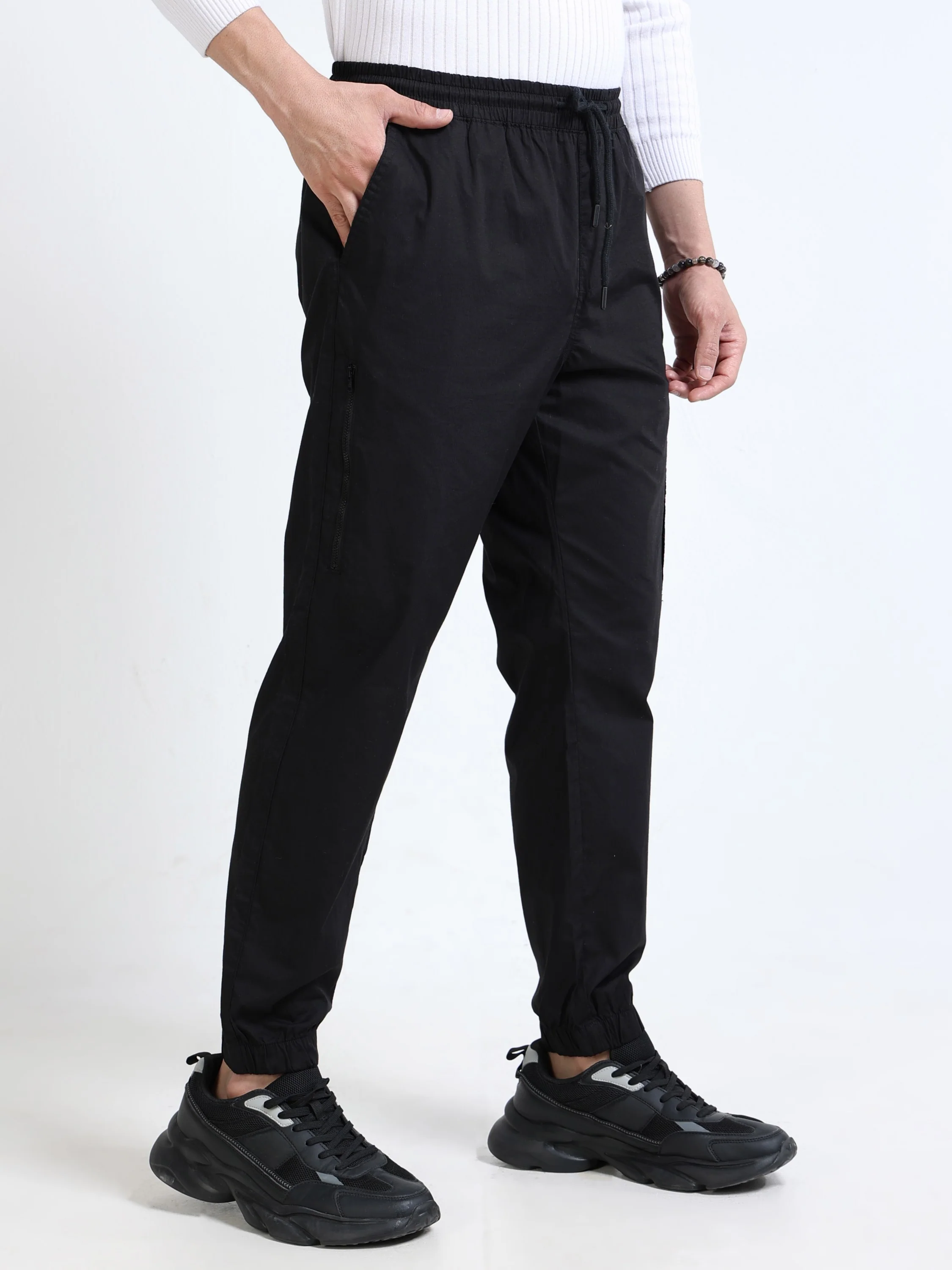 Men Black Cargo Jogger Pants - Image 5