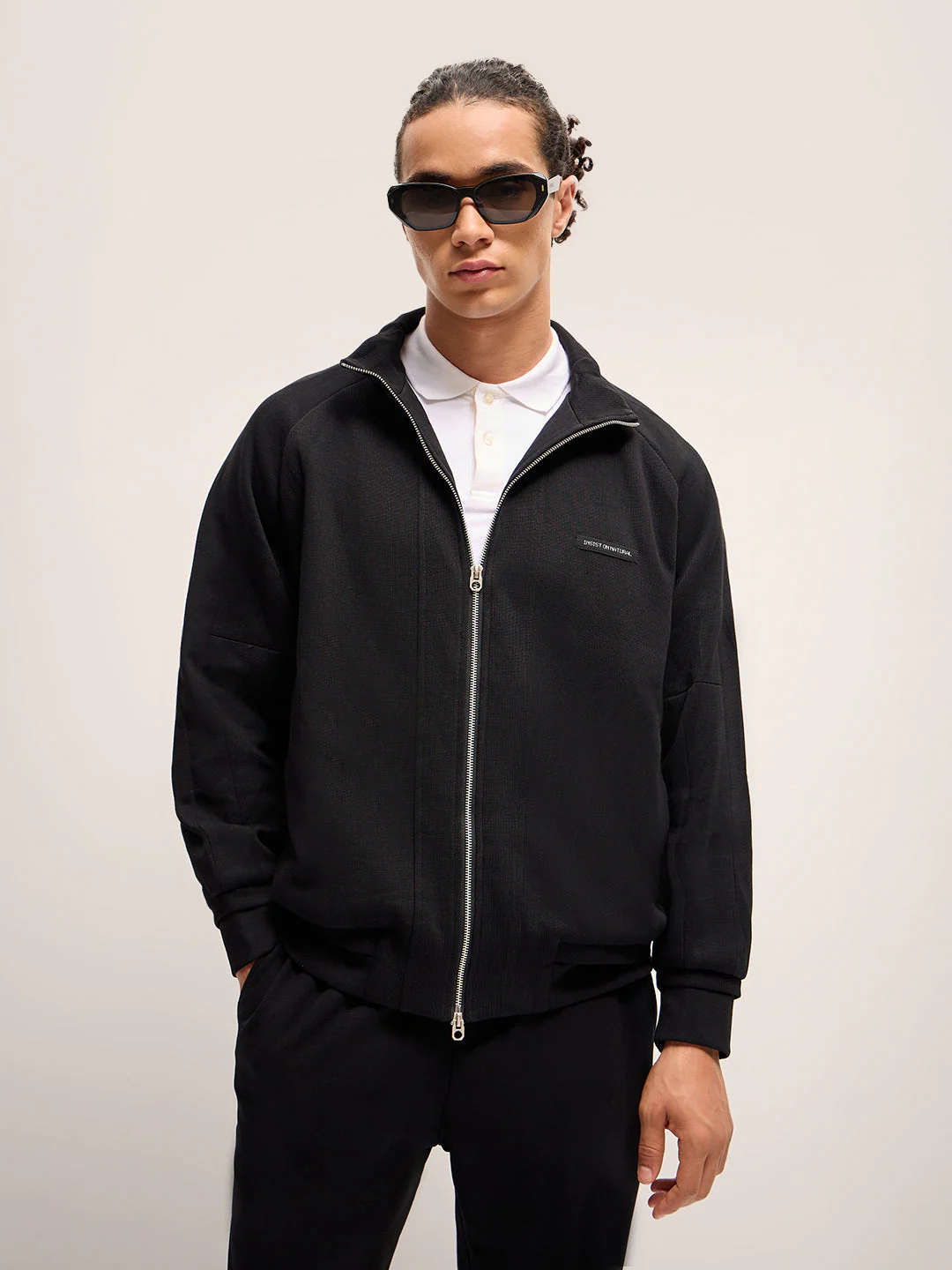 Men Black Regular Fit Casual Jacket