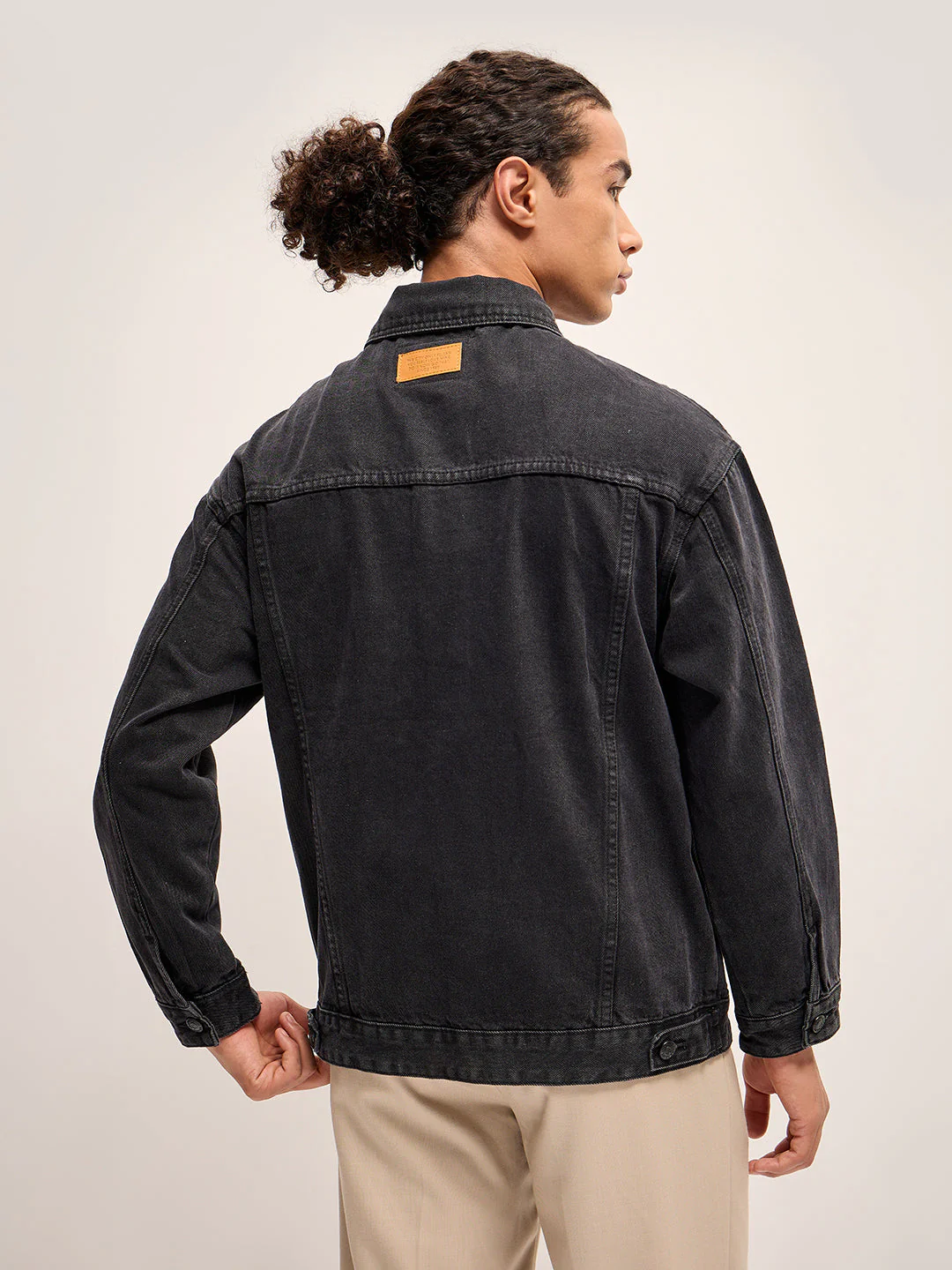 Men Black Regular Fit Denim Jacket - Image 2