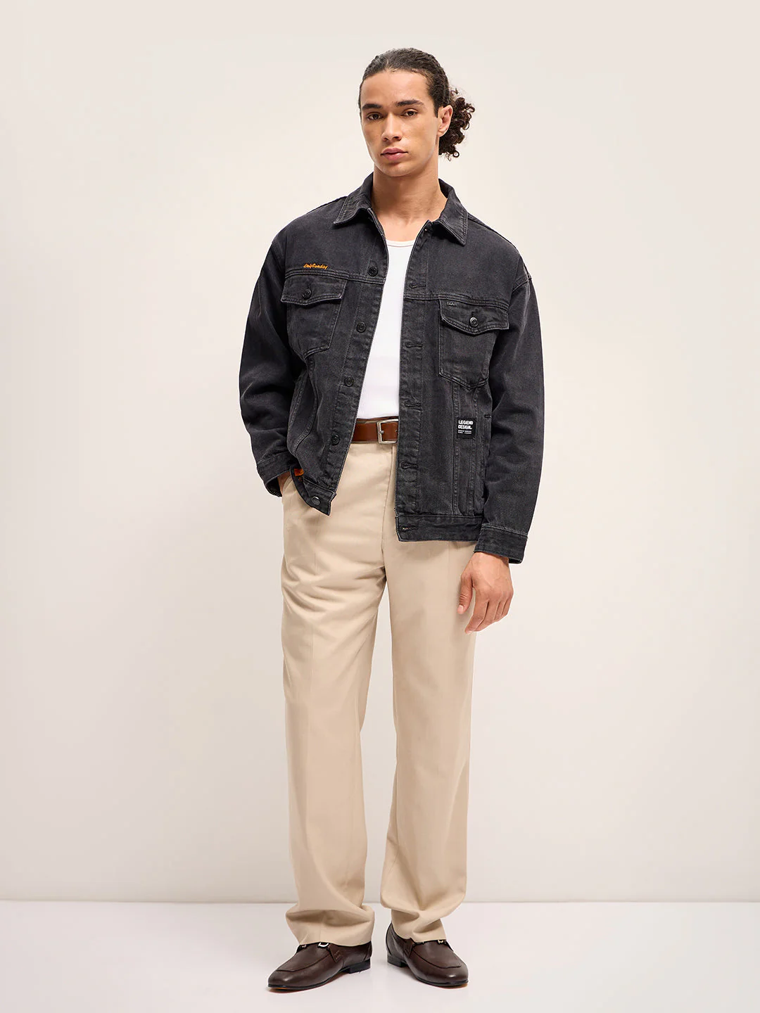 Men Black Regular Fit Denim Jacket - Image 4