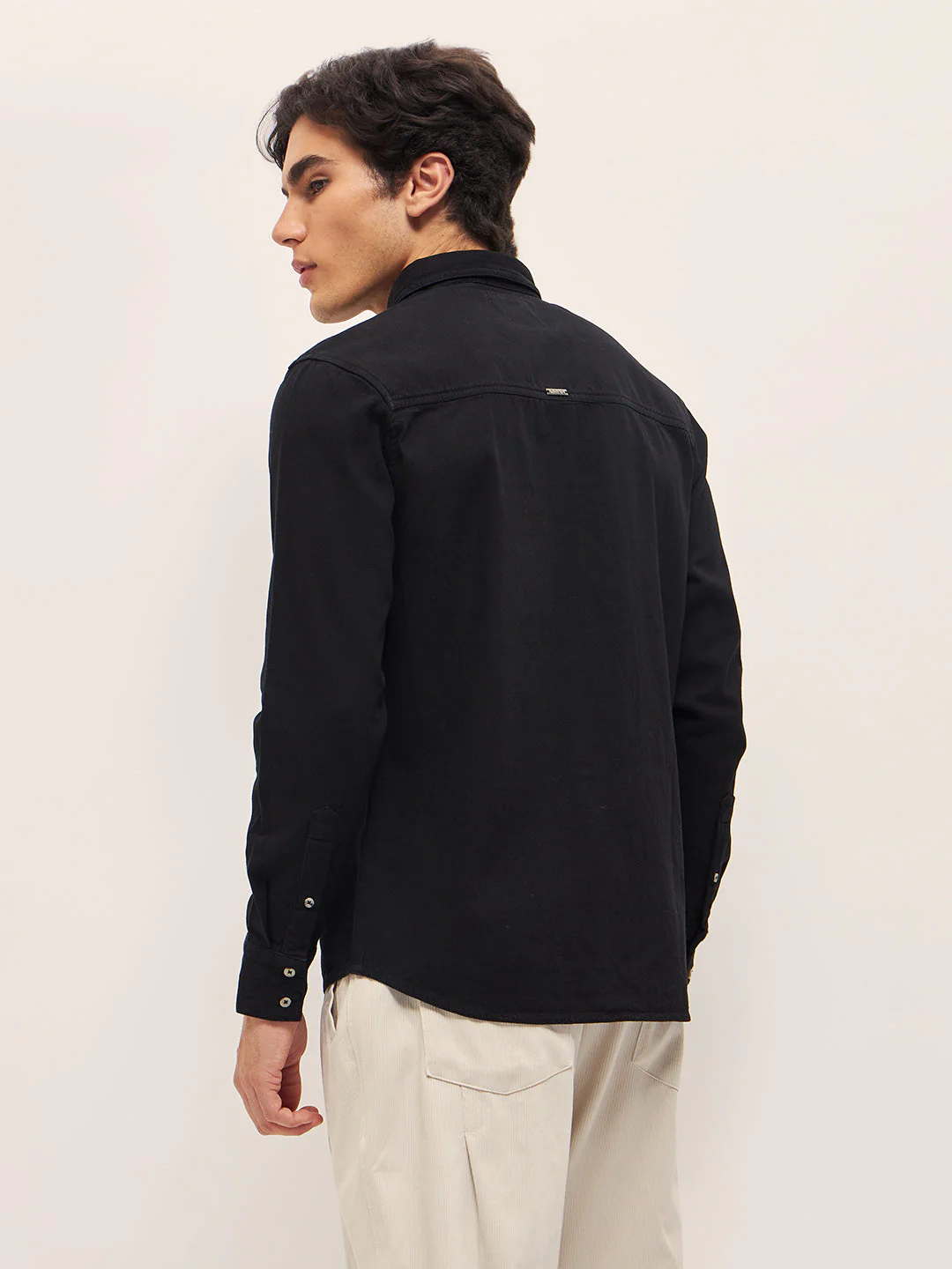 Men Black Regular Fit Full Sleeve Shirt - Image 2