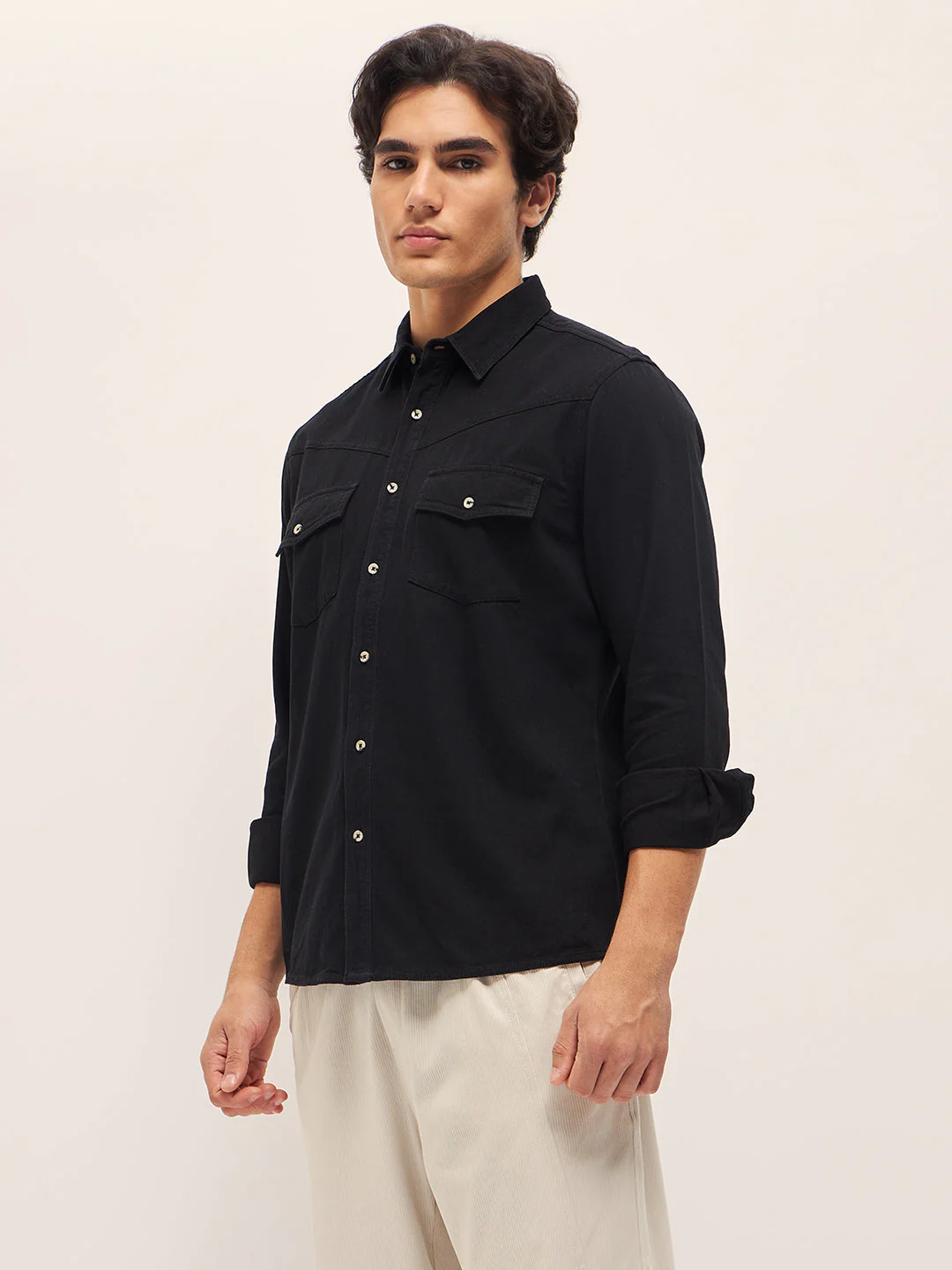 Men Black Regular Fit Full Sleeve Shirt - Image 3