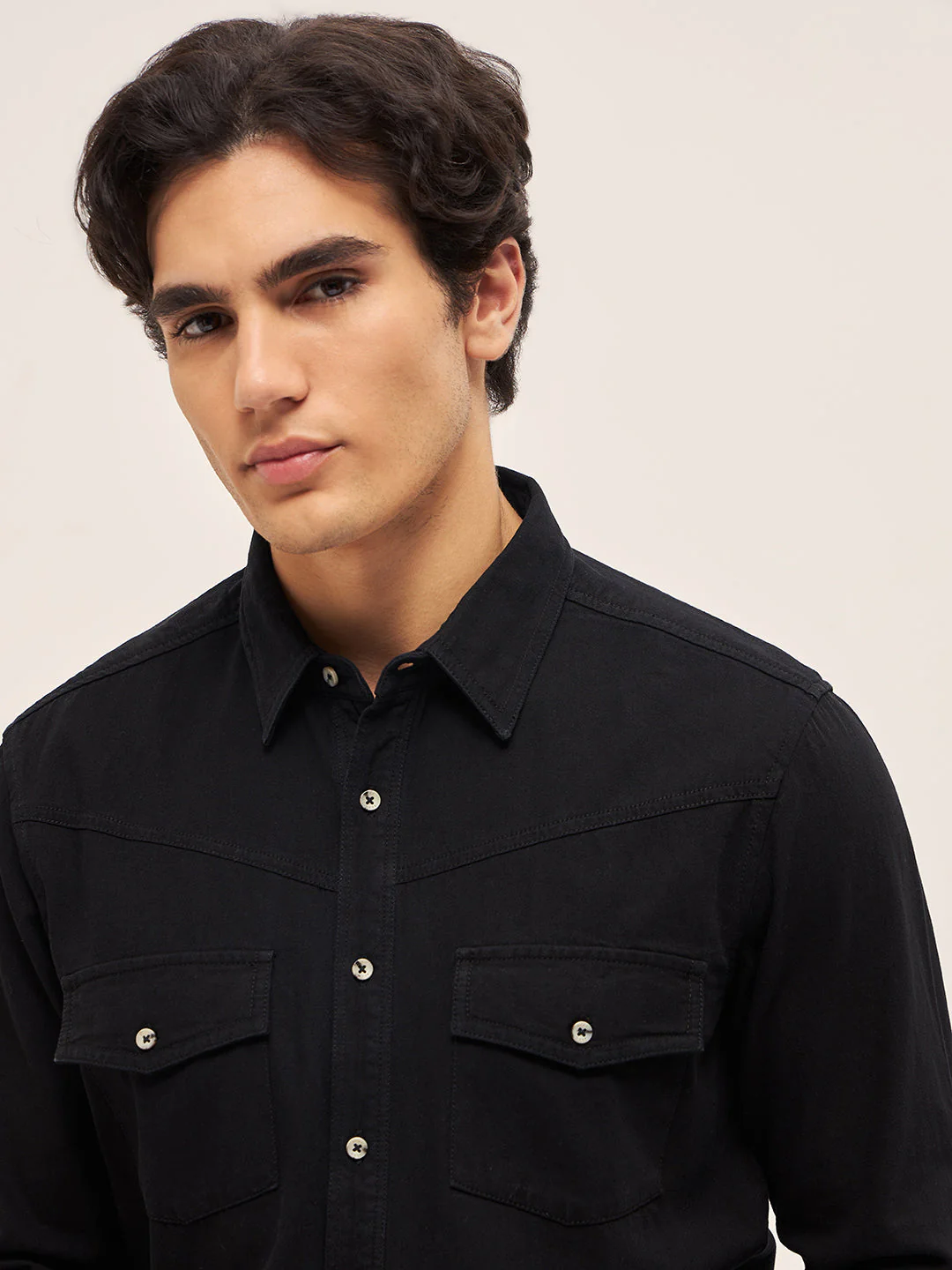 Men Black Regular Fit Full Sleeve Shirt - Image 4