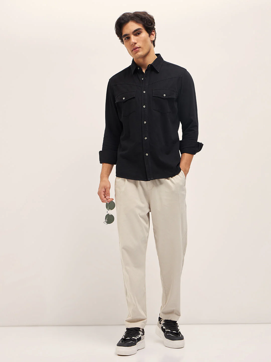 Men Black Regular Fit Full Sleeve Shirt - Image 5