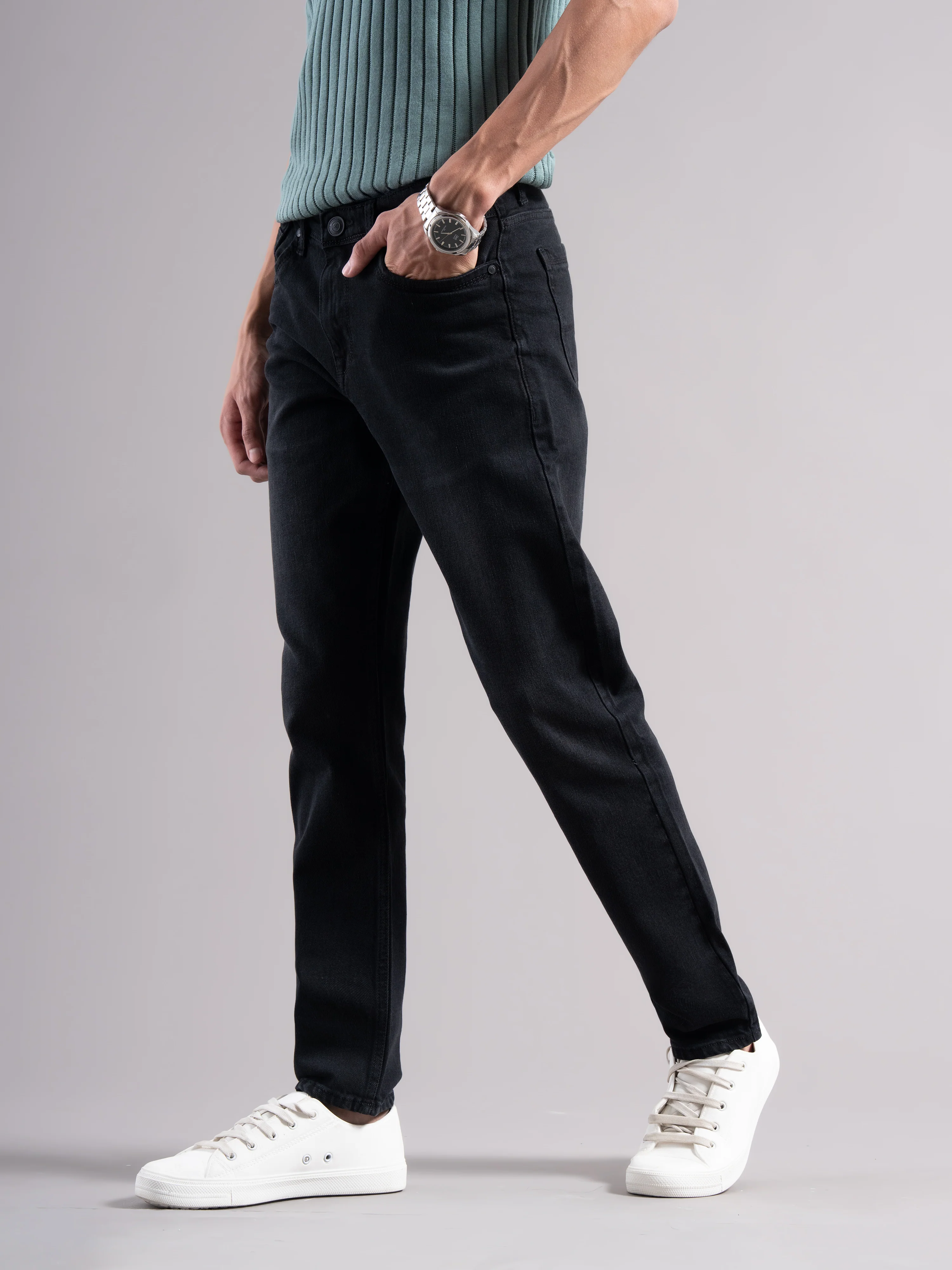 Men Black Regular Fit Jeans - Image 5