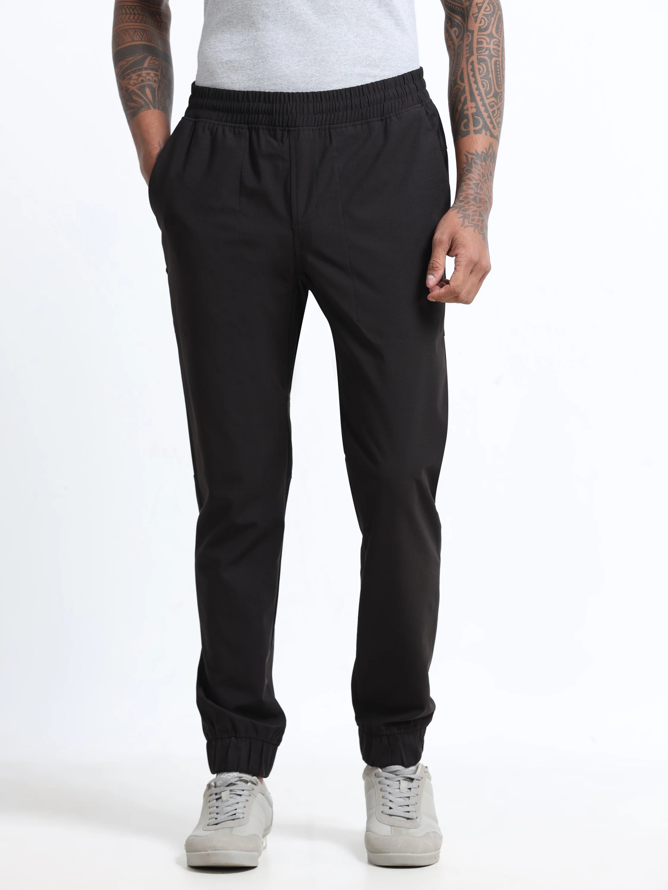 Men Black Regular Fit Joggers - Image 7