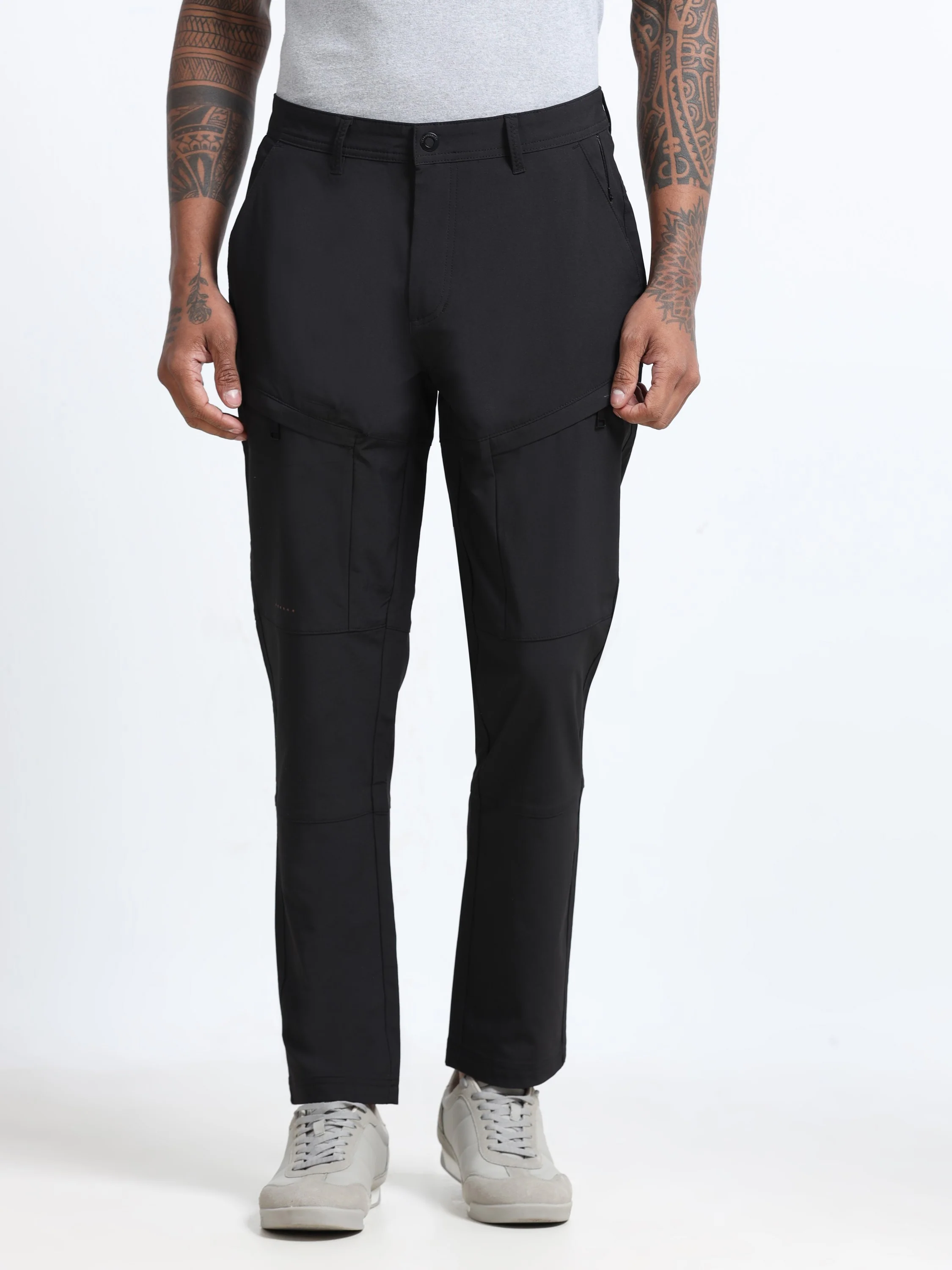 Men Black Polyester Blend Pants - Image 2