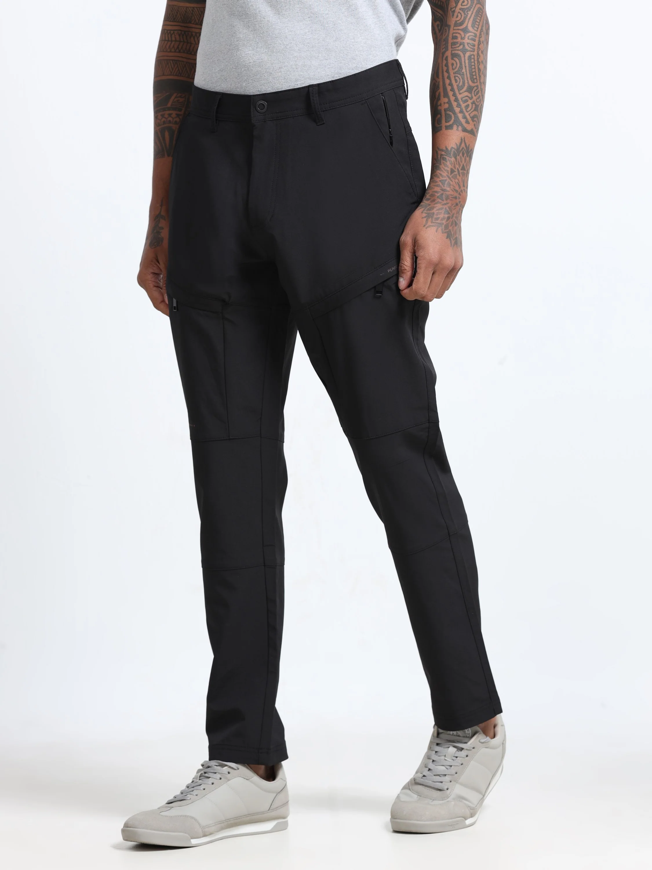 Men Black Polyester Blend Pants - Image 3