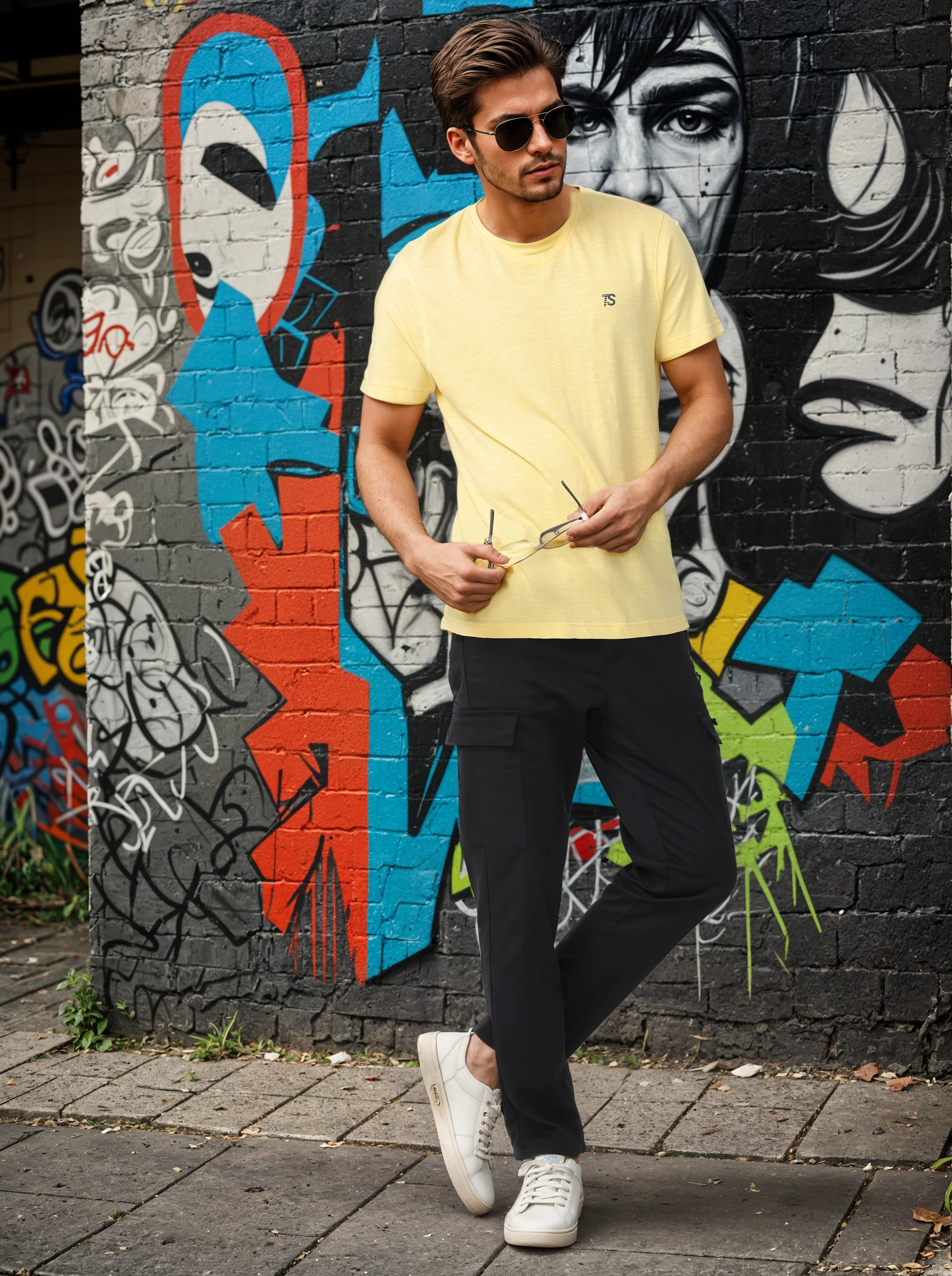 Men Black Regular Fit Cargo Pants - Image 2