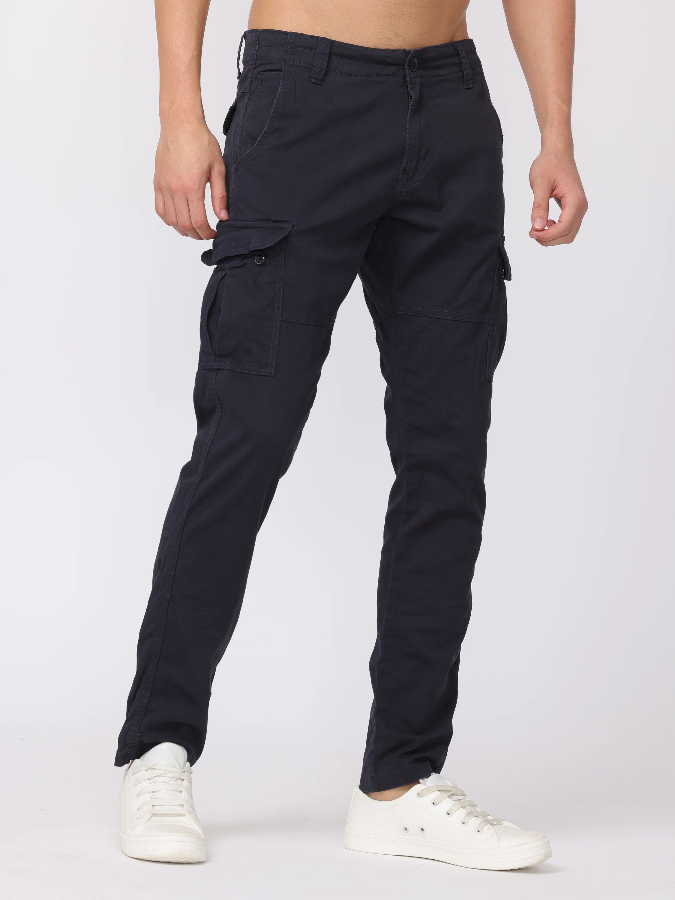 Men Black Regular Fit Cargo Pants - Image 5