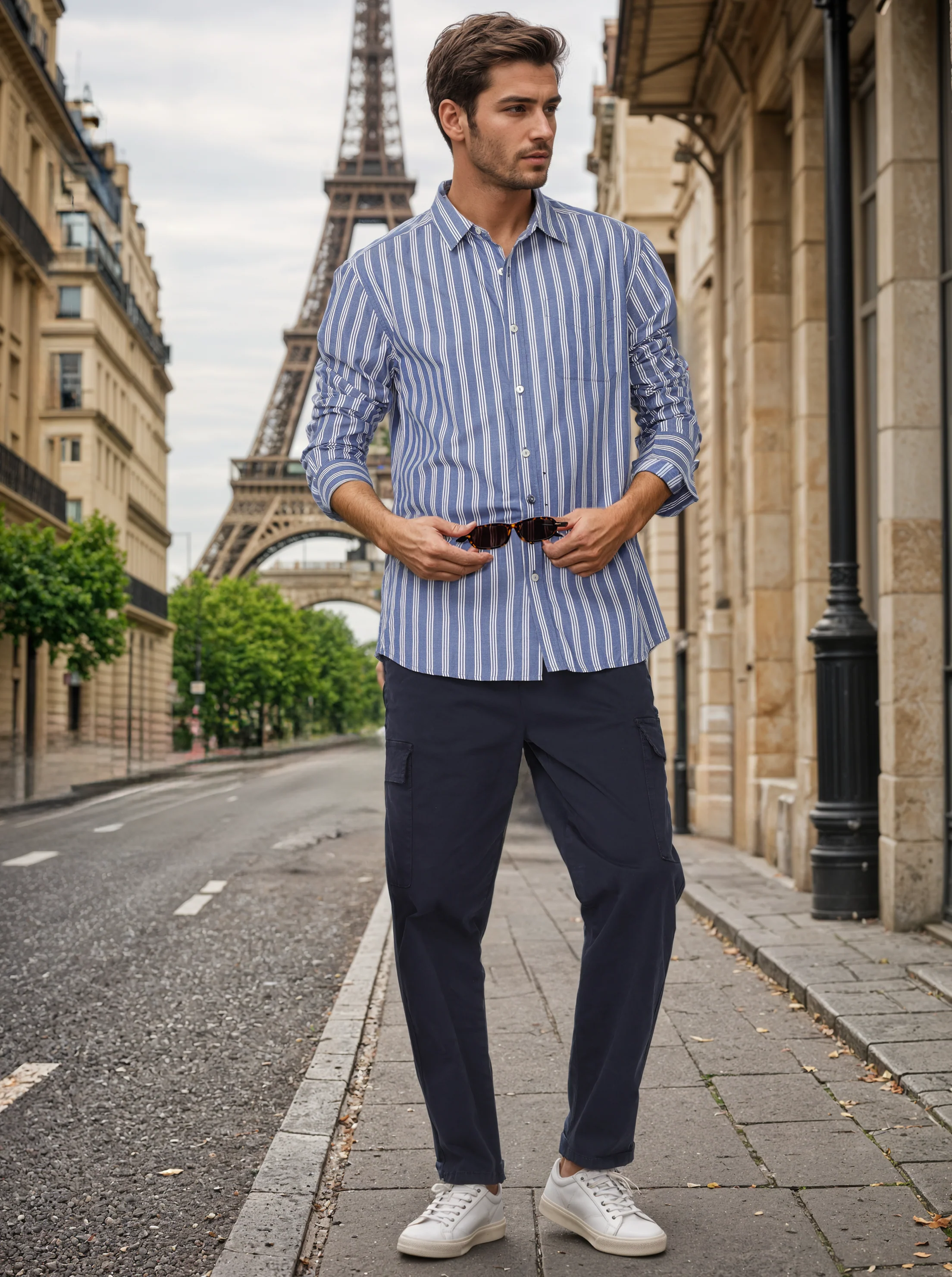 Men Black Regular Fit Cargo Pants - Image 6