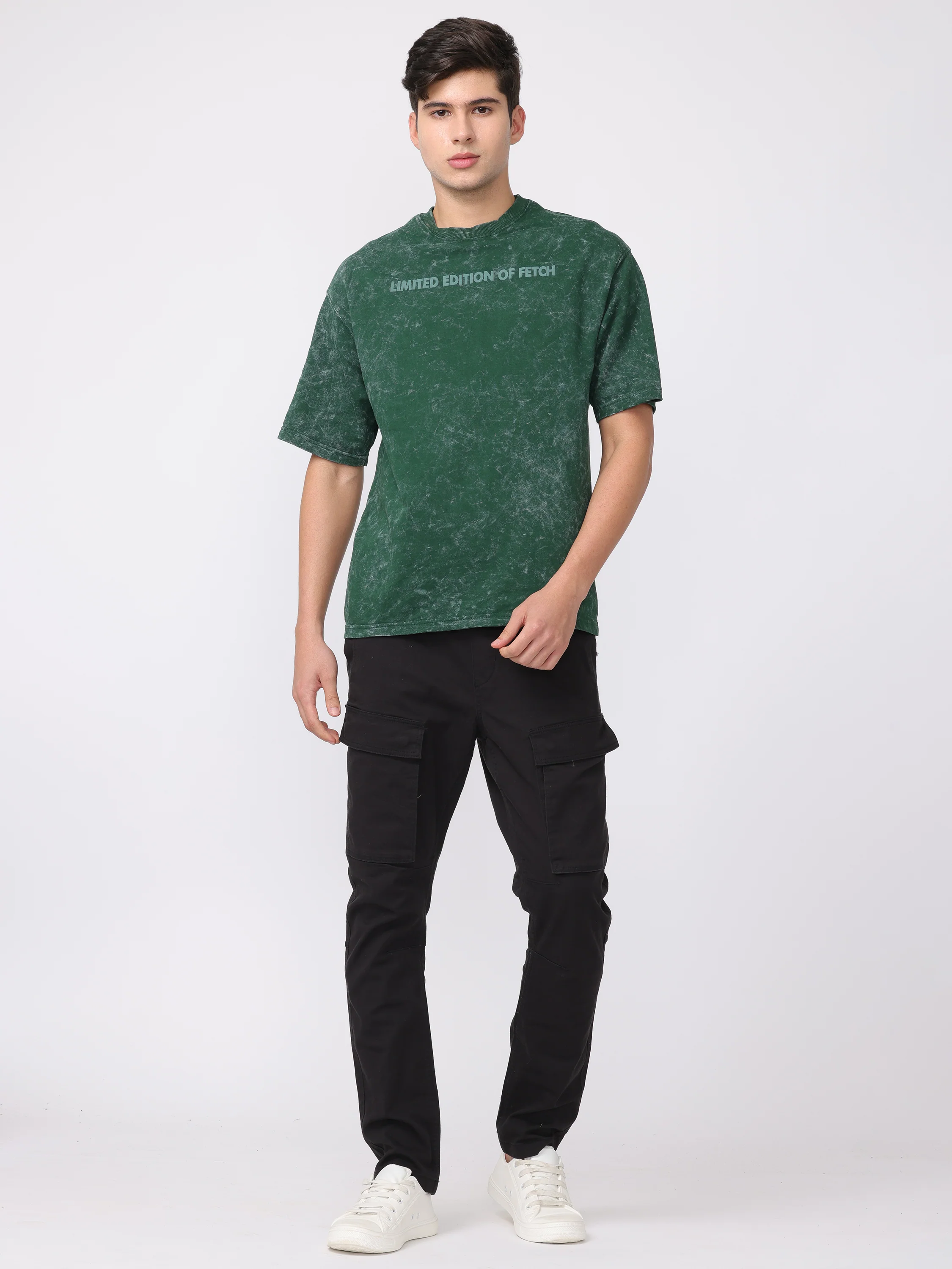 Men Black Regular Fit Cargo Pants - Image 2