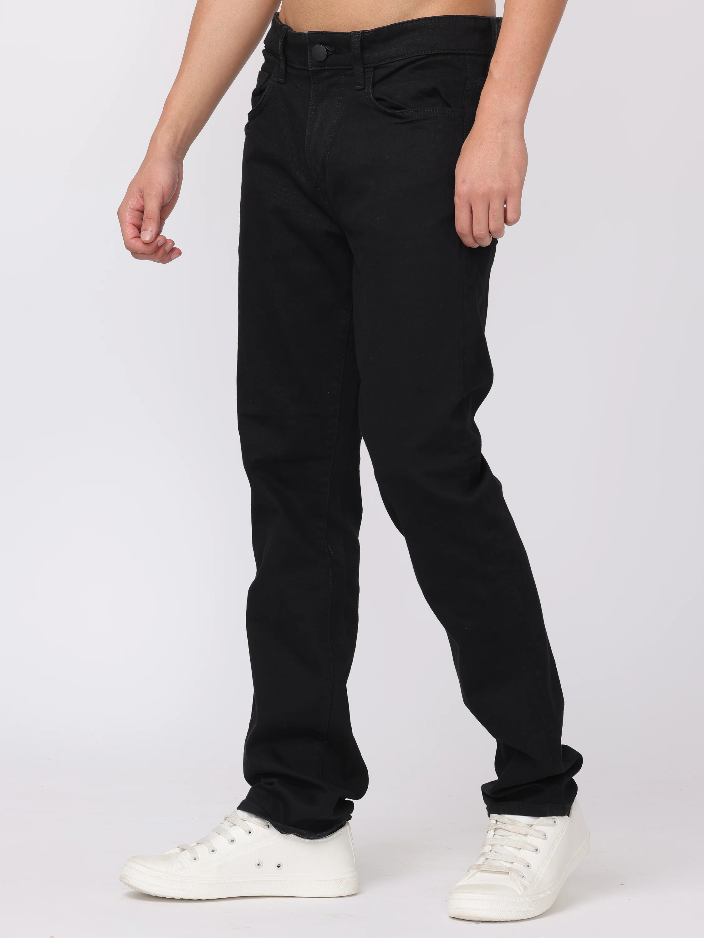 Men Black Regular Fit Straight Fit Jeans - Image 3