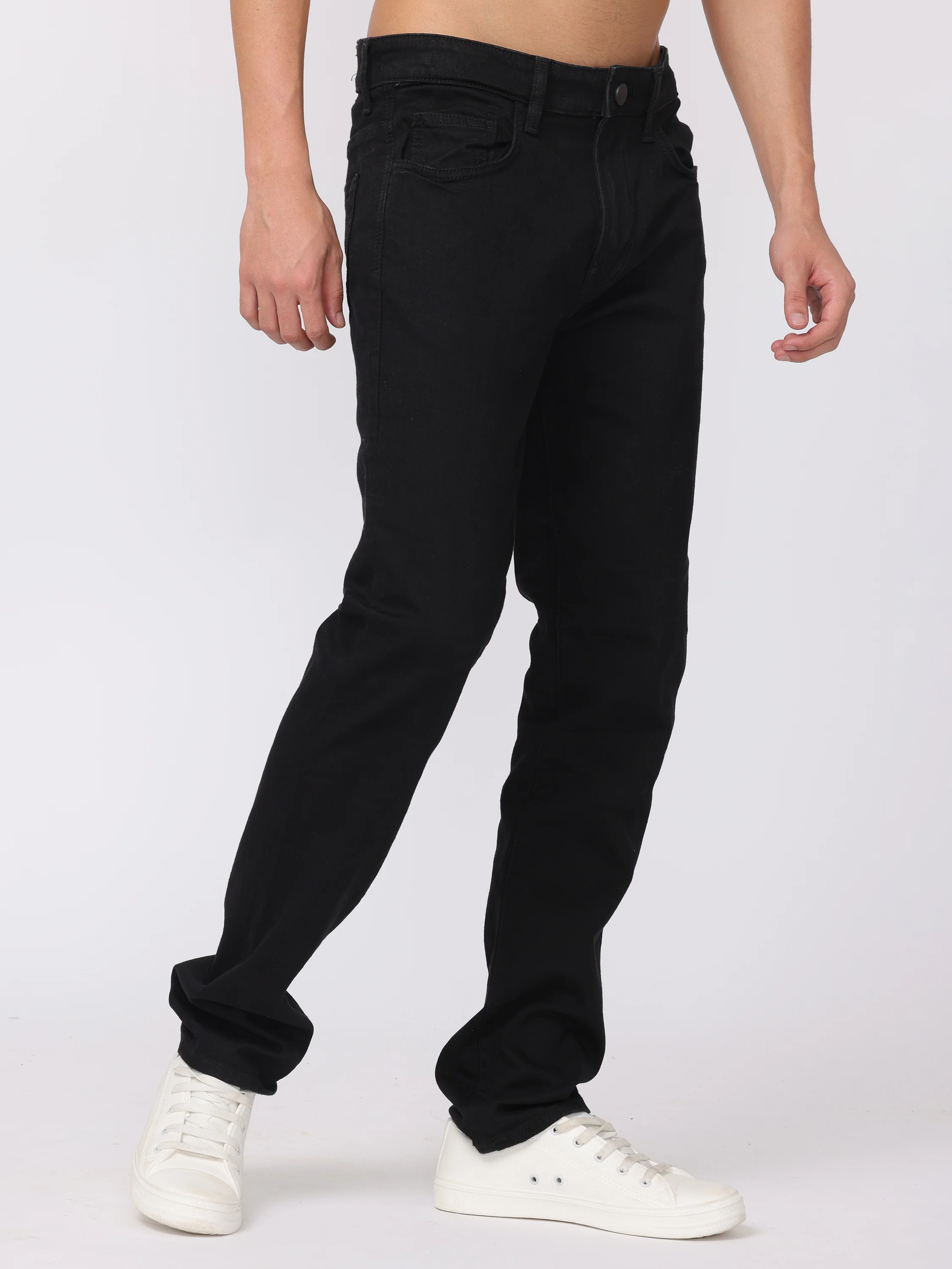 Men Black Regular Fit Straight Fit Jeans - Image 5
