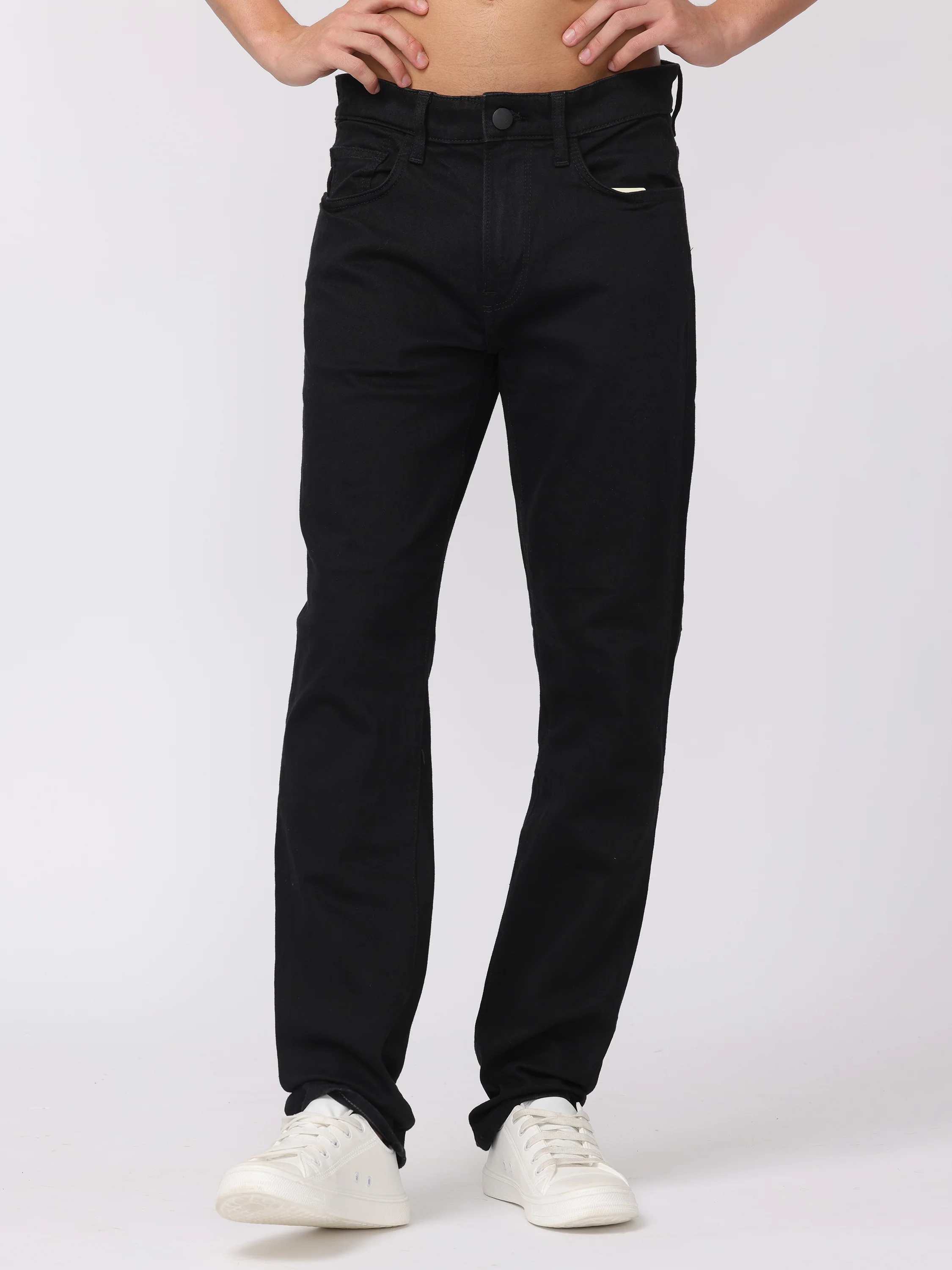 Men Black Regular Fit Straight Fit Jeans - Image 7