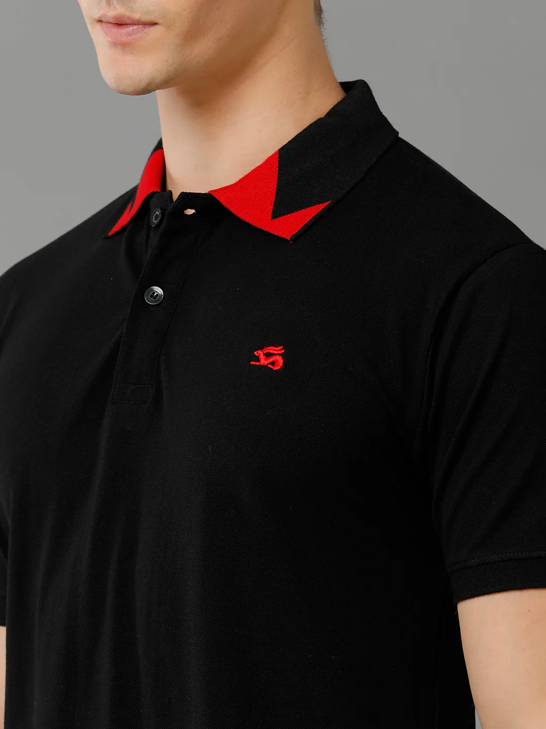 Men Black Regular Fit Polo T-Shirt - Image 4