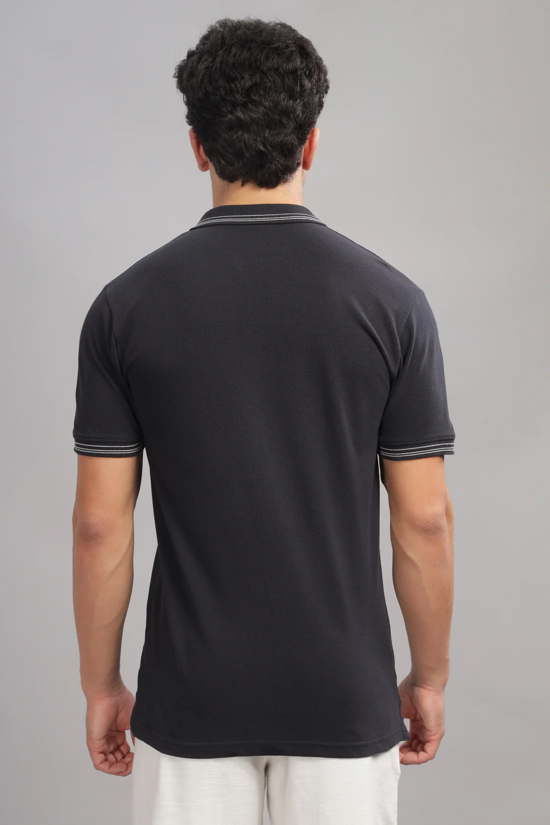 Men Black Regular Fit Polo T-Shirt - Image 4