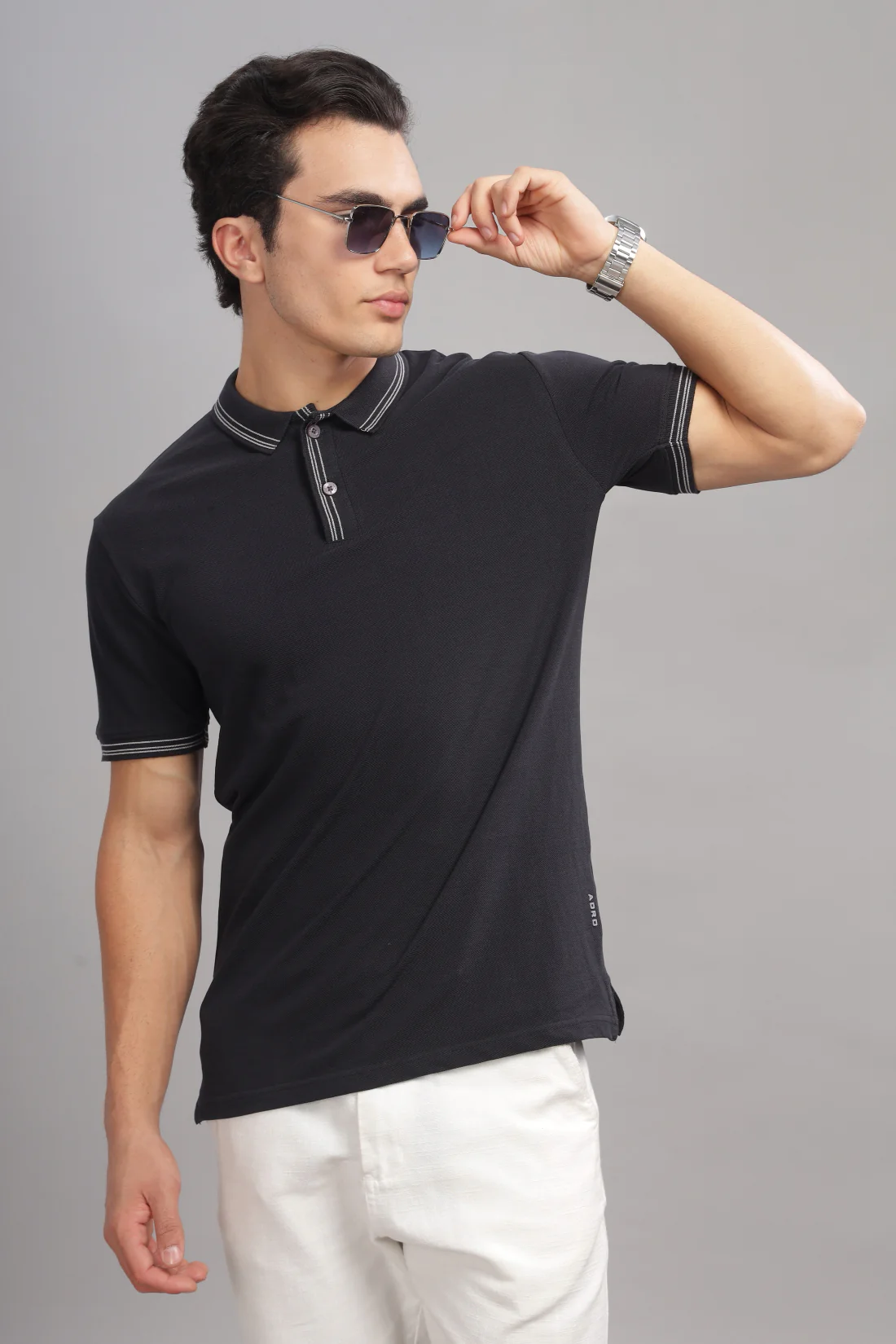 Men Black Regular Fit Polo T-Shirt - Image 5