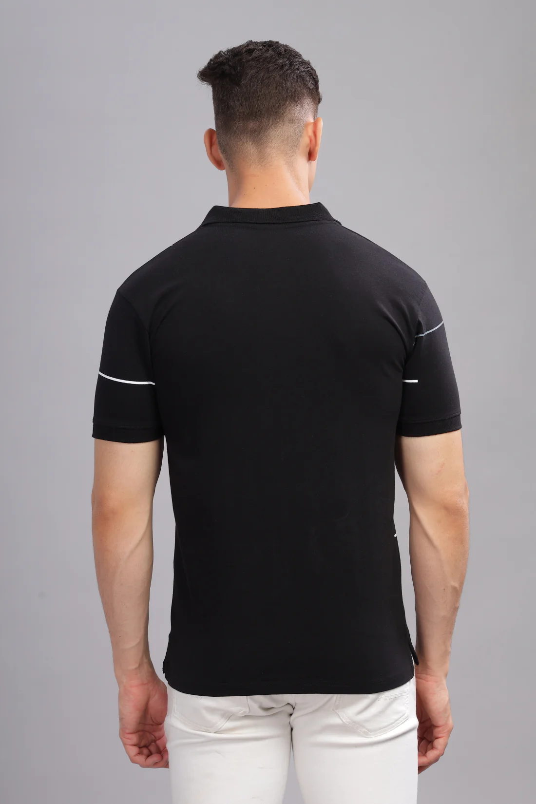 Men Black Regular Fit Polo T-Shirt - Image 3