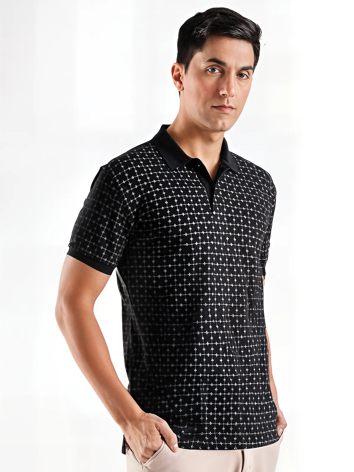 Men Black Regular Fit Polo T-Shirt - Image 4