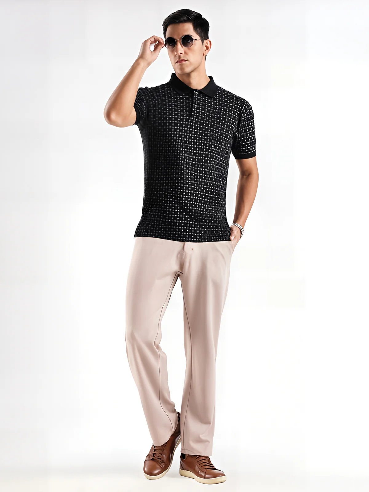Men Black Regular Fit Polo T-Shirt - Image 5