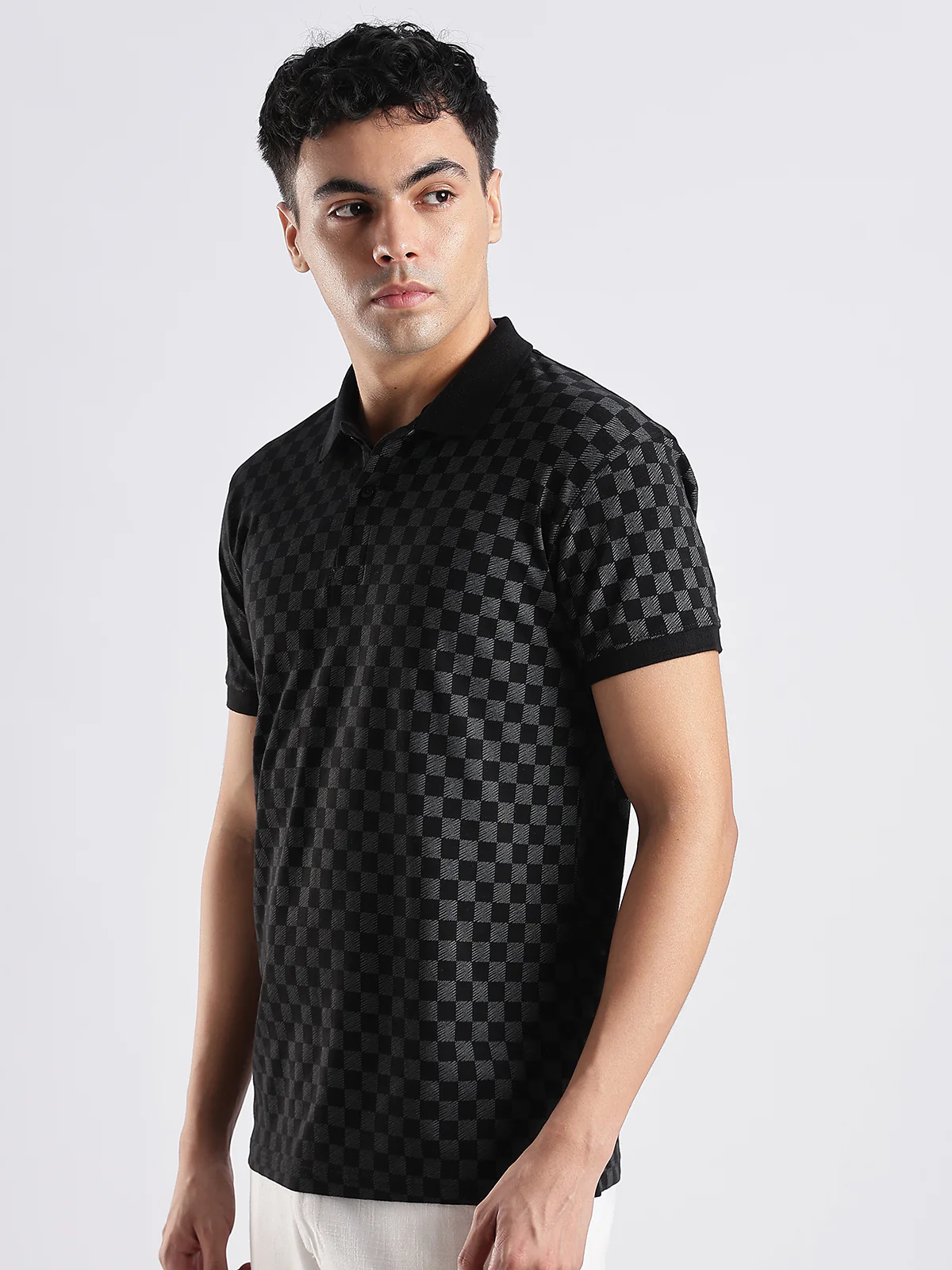 Men Black Regular Fit Polo T-Shirt - Image 4