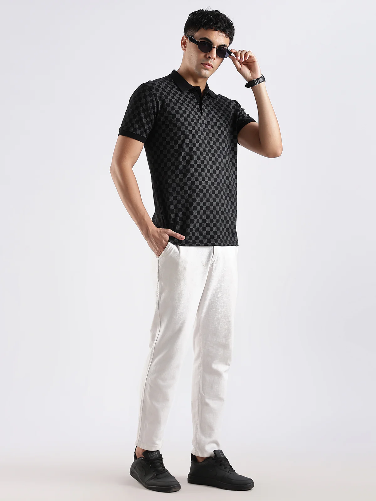 Men Black Regular Fit Polo T-Shirt - Image 5