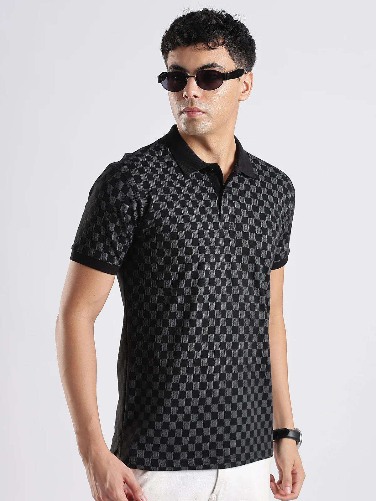 Men Black Regular Fit Polo T-Shirt - Image 7