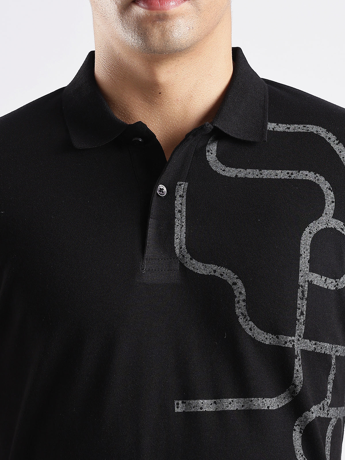 Men Black Regular Fit Polo T-Shirt - Image 3