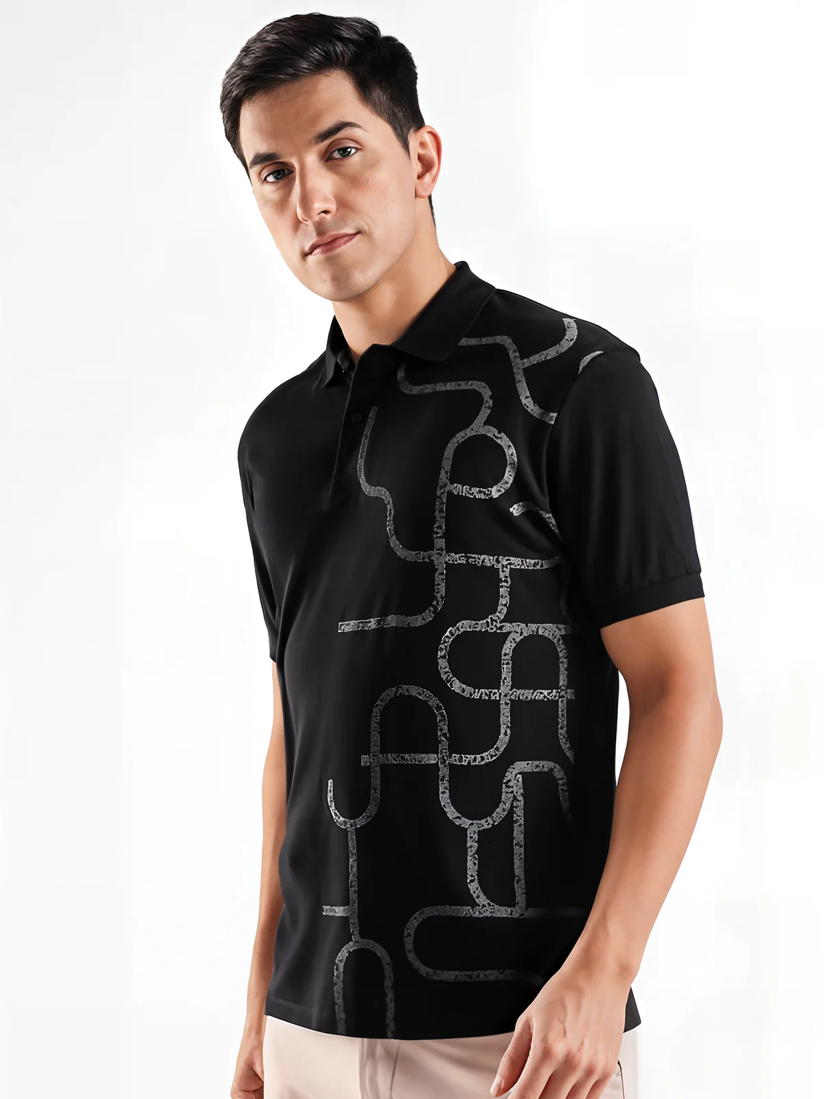 Men Black Regular Fit Polo T-Shirt - Image 6