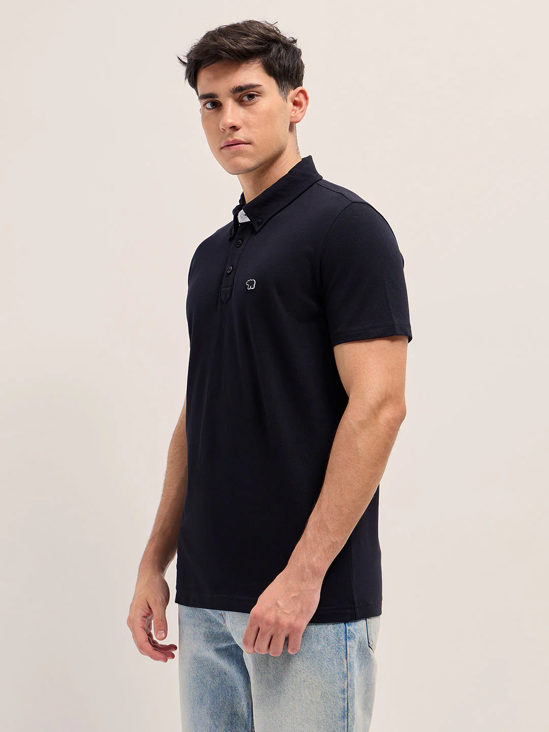 Men Black Regular Fit Polo T-Shirt - Image 3