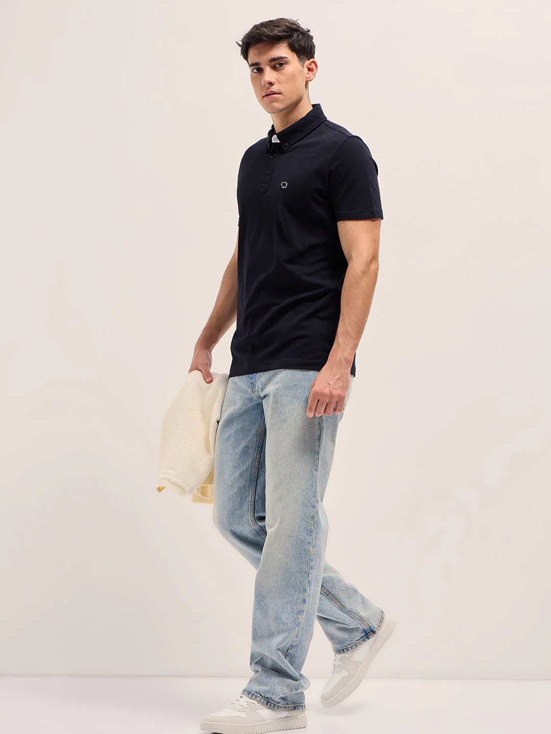 Men Black Regular Fit Polo T-Shirt - Image 4