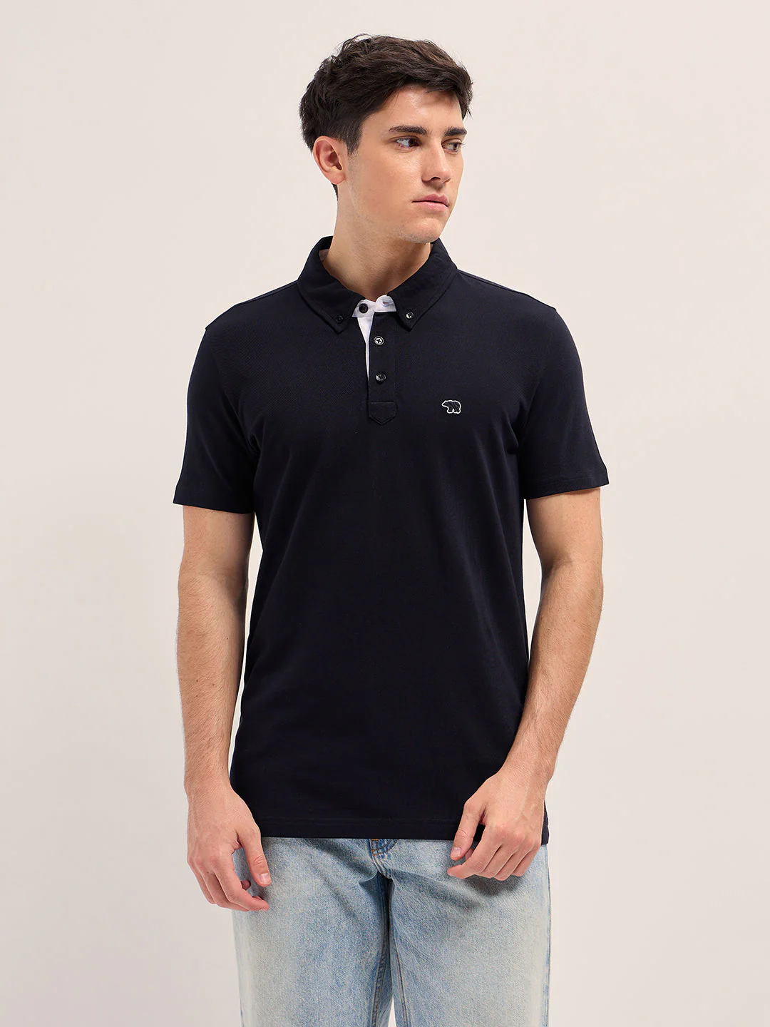 Men Black Regular Fit Polo T-Shirt - Image 6